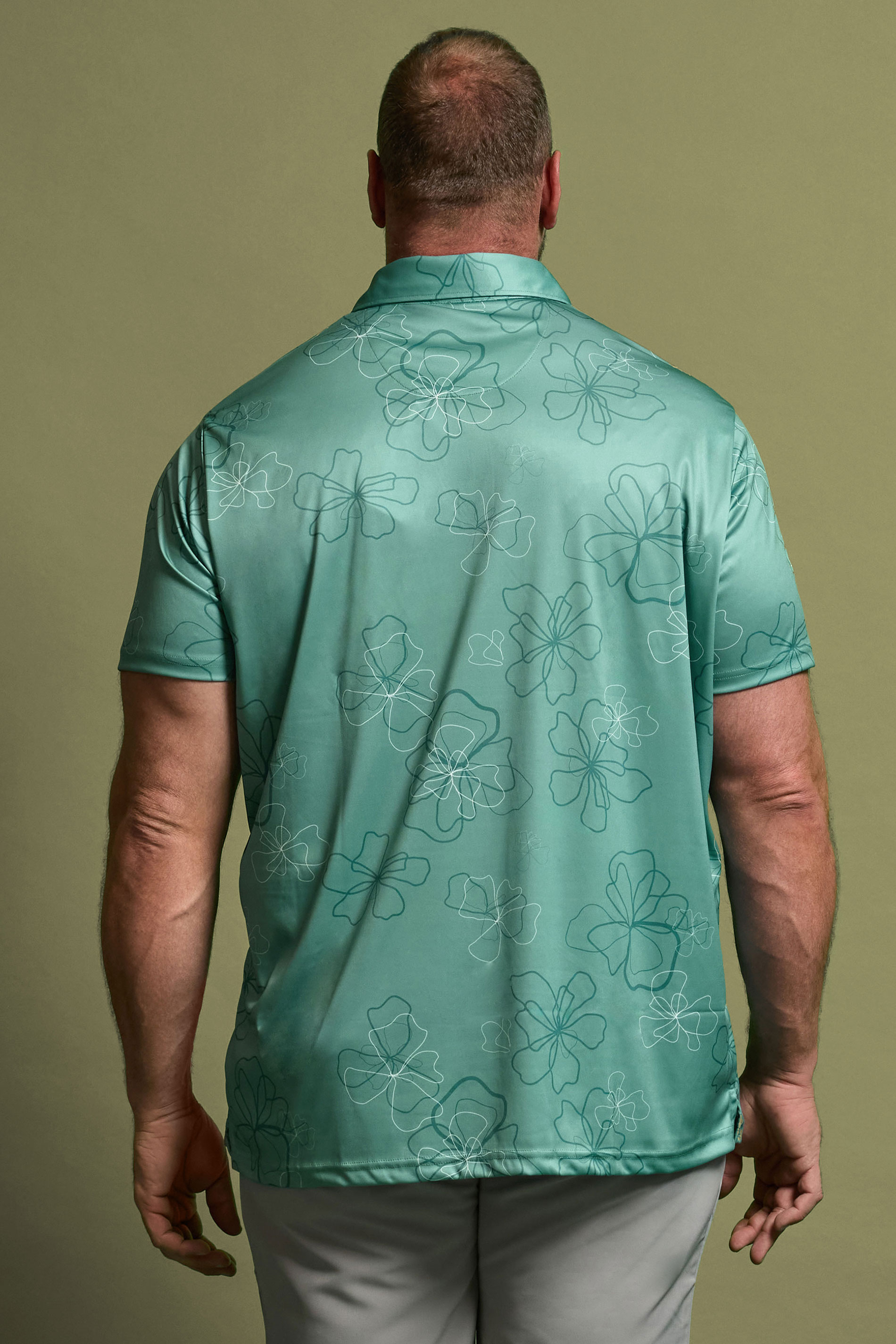 BadRhino Golf Big & Tall Green Floral Print Polo Shirt | BadRhino 2