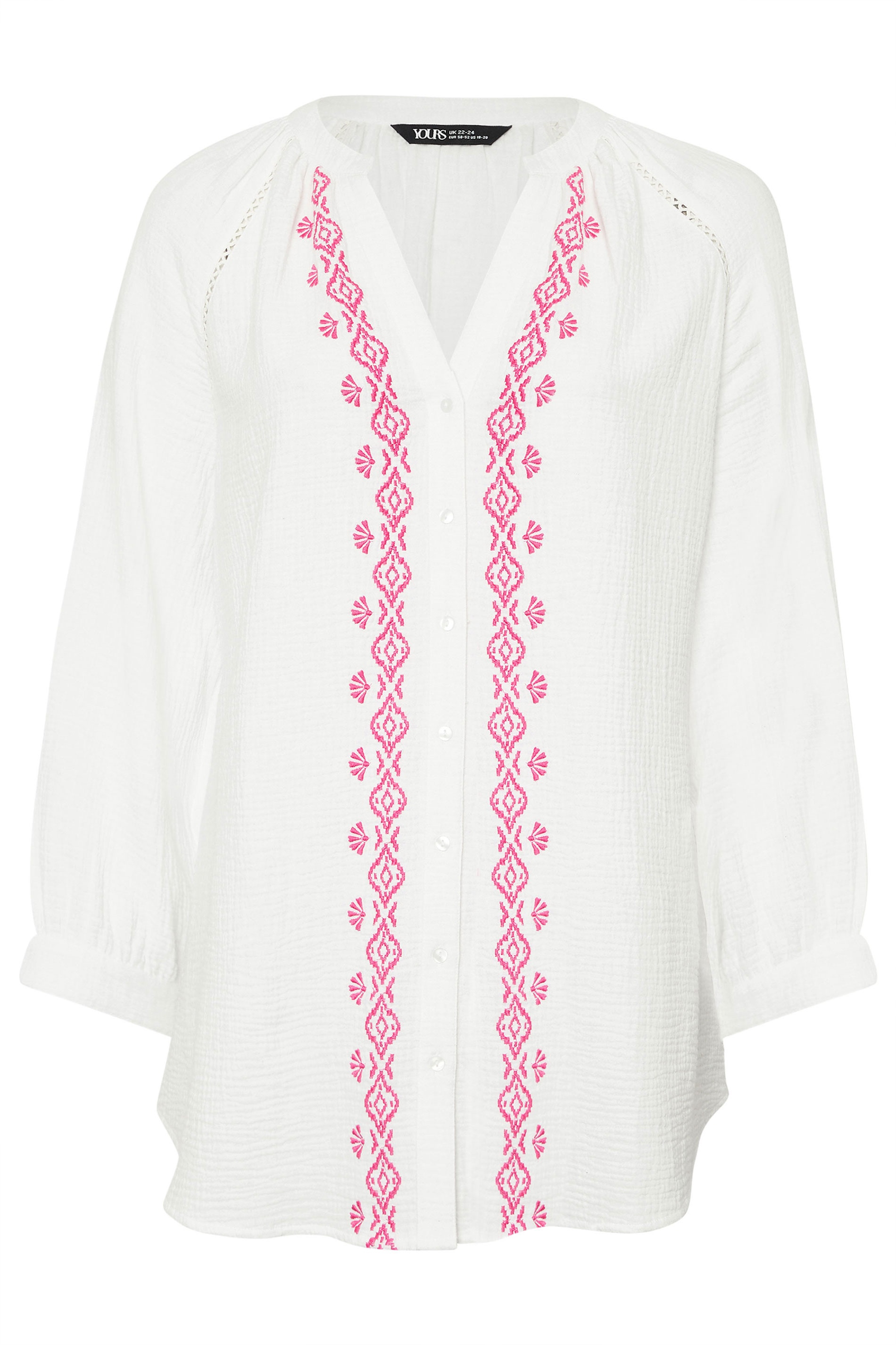 YOURS Plus Size White Embroidered Cheesecloth Shirt | Yours Clothing 7