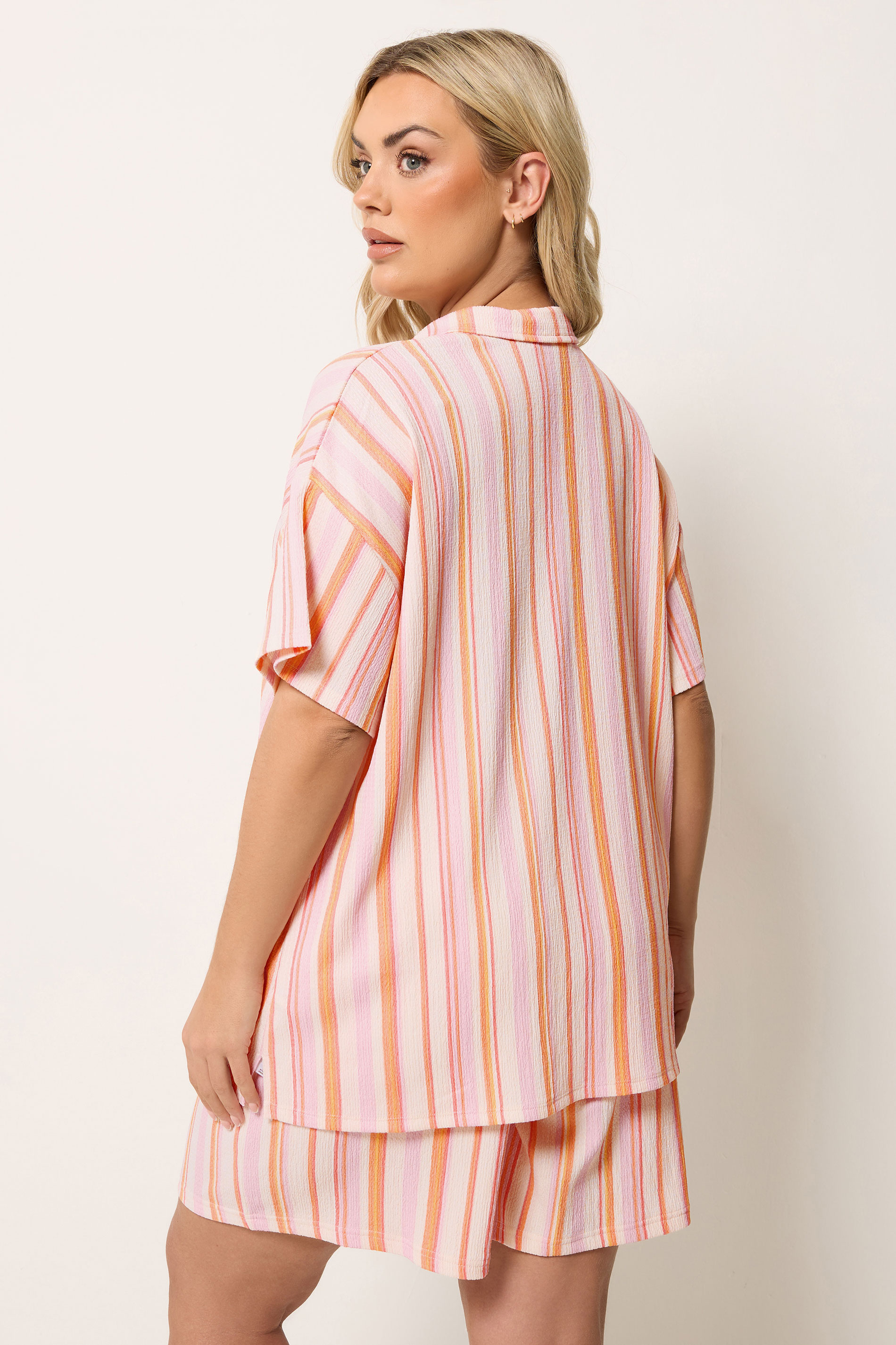 YOURS Plus Size Orange Textured Stripe Shirt | Yours Clothing 2
