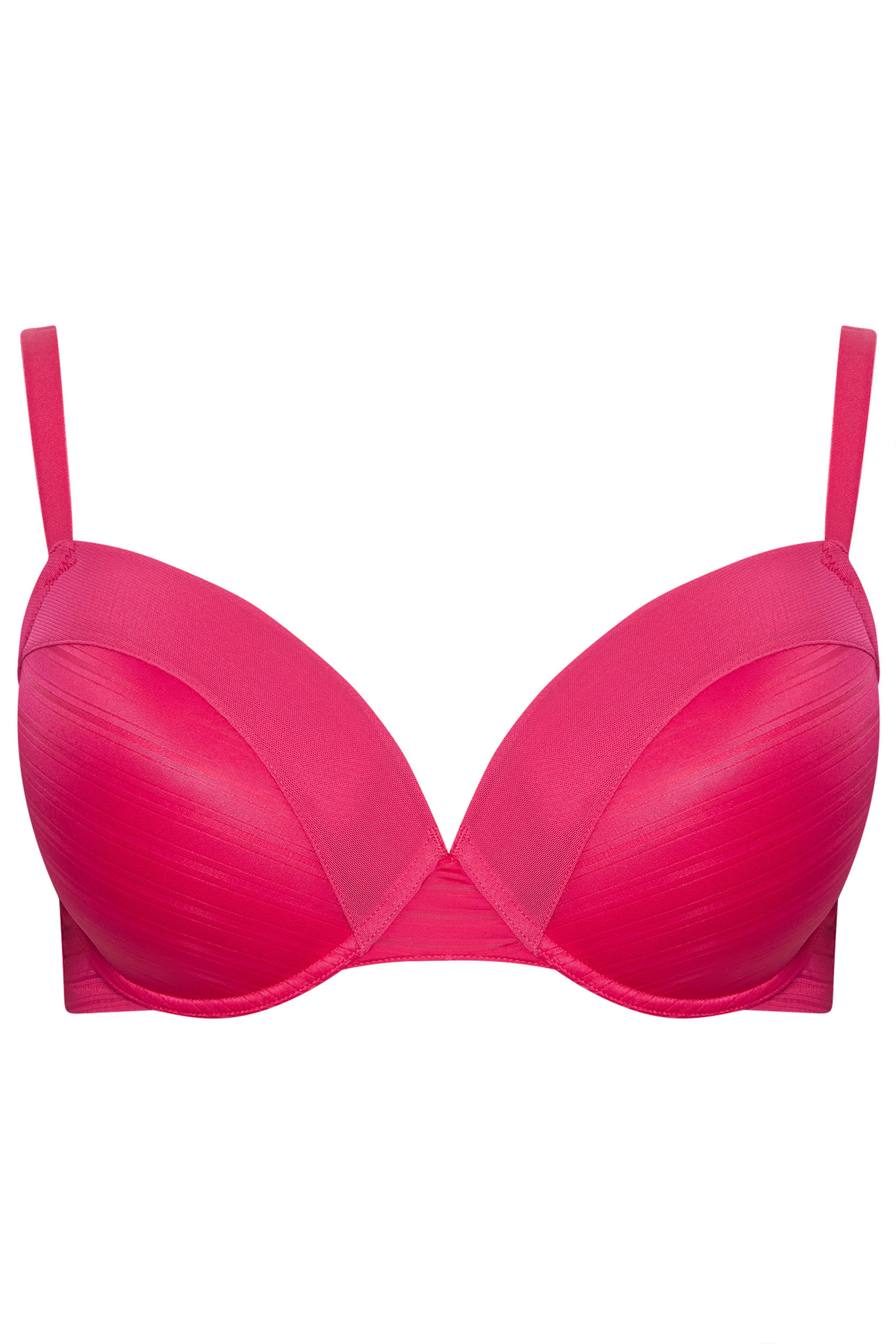 YOURSET 2 PACK Plus Size Black & Pink Burnout Stripe T-Shirt Bras | Yours Clothing 9