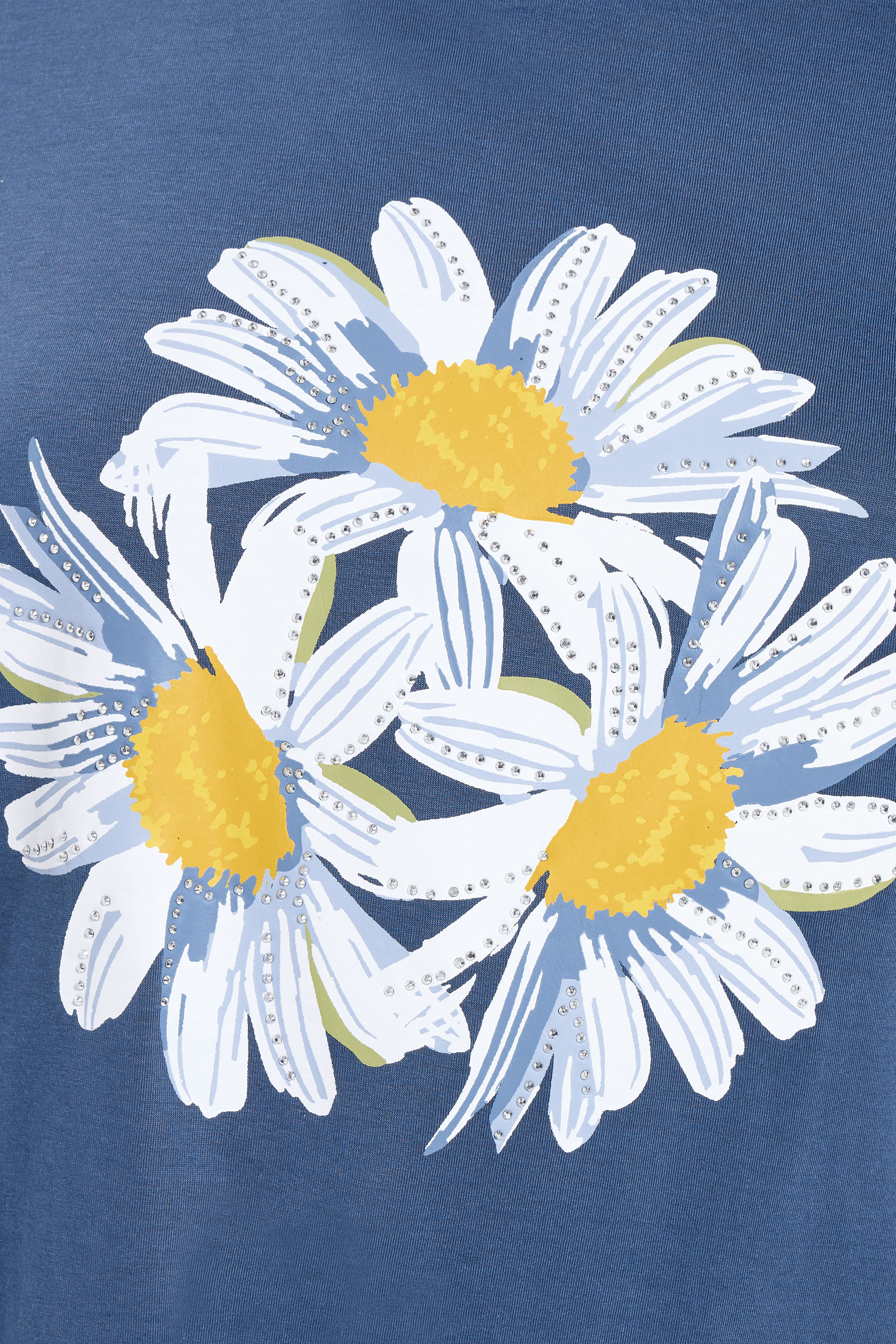 YOURS Plus Size Blue Daisy Embellished Graphic T-Shirt | Yours Clothing 4