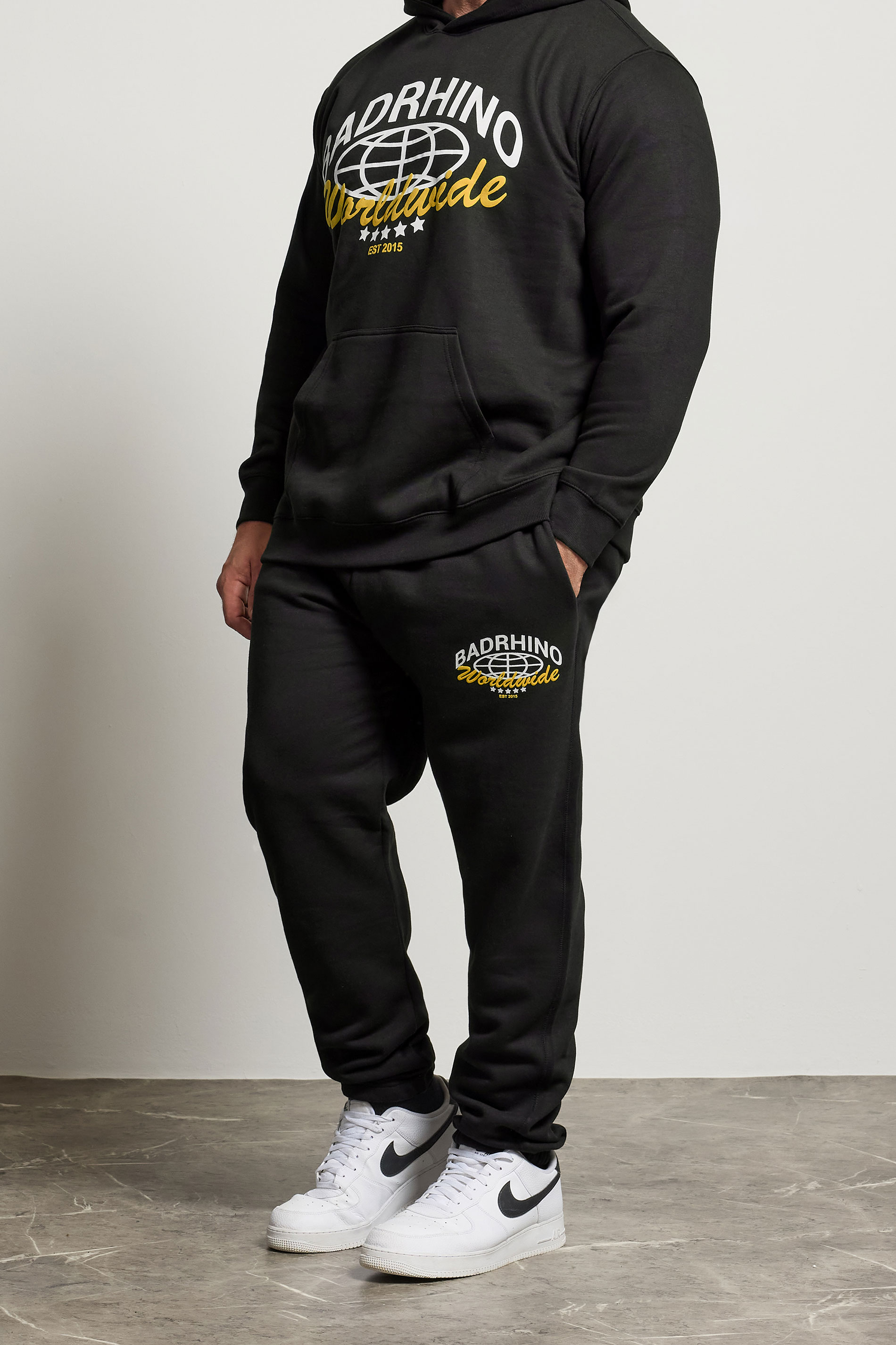 BadRhino Big & Tall Black Worldwide Print Joggers | BadRhino 3