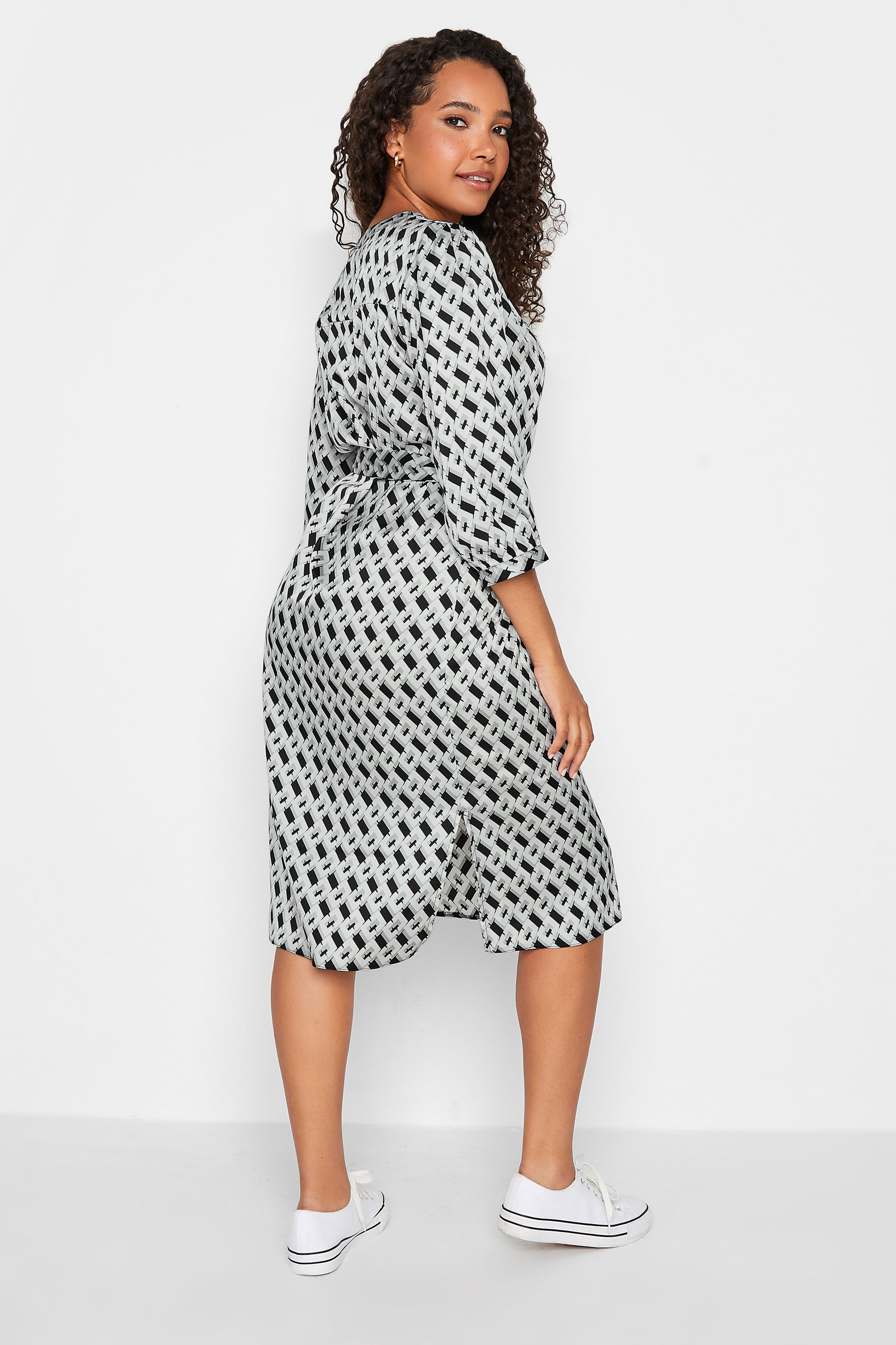 M&Co Black Geometric Print Satin Tunic Dress | M&Co 3