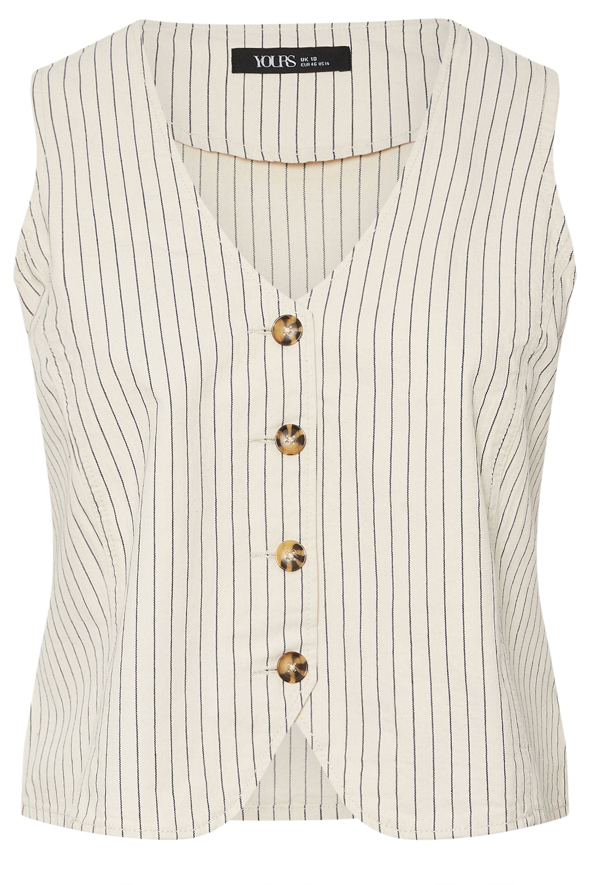 YOURS Plus Size White Pinstripe Denim Waistcoat | Yours Clothing 7
