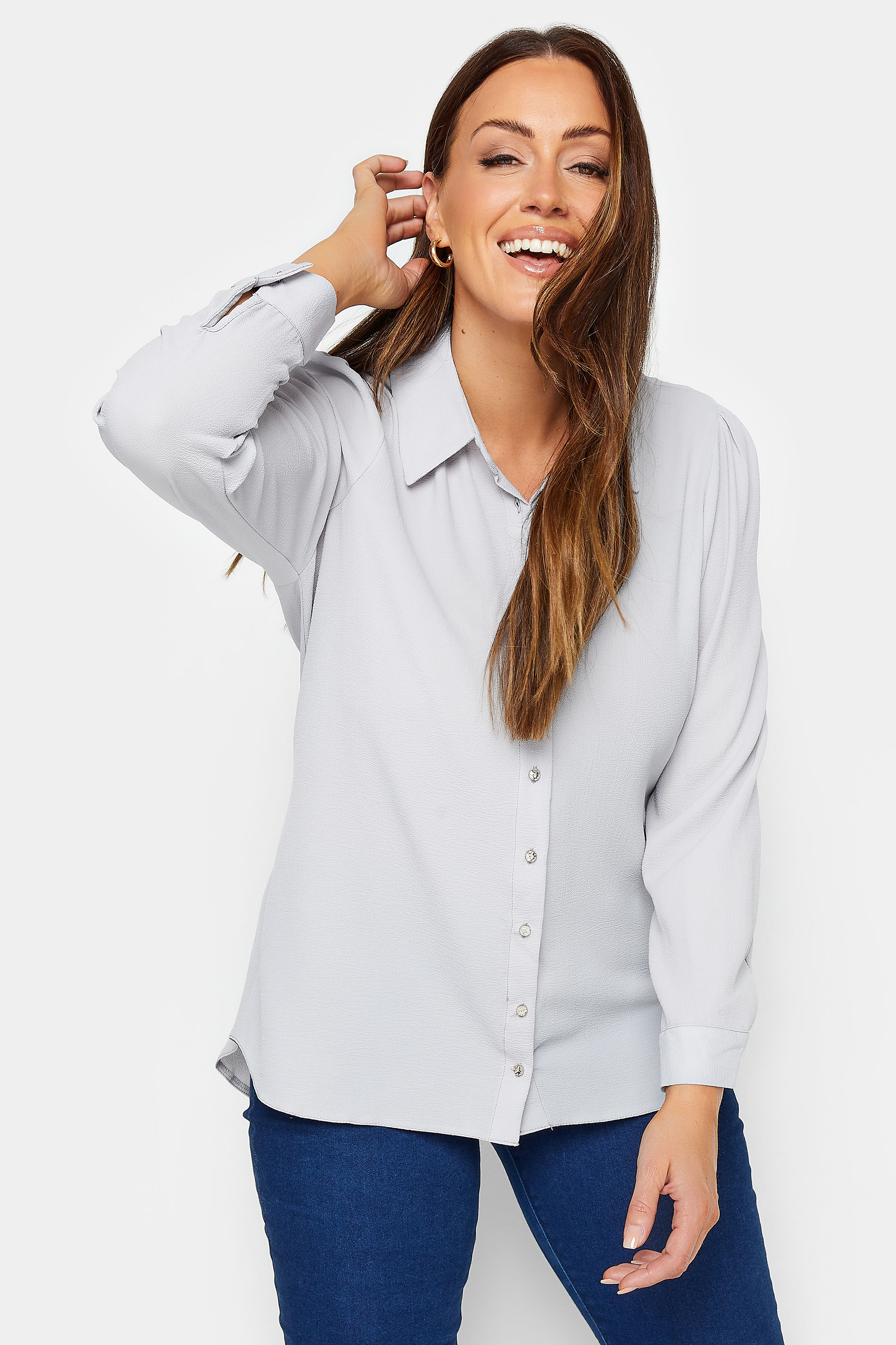M&Co Grey Button Through Tunic Shirt | M&Co 1