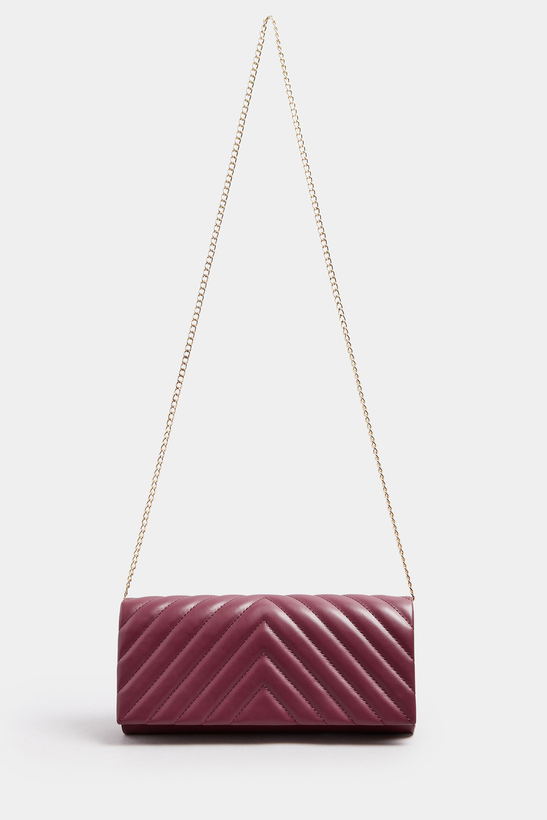 Burgundy Red Faux Leather Chevron Clutch Bag | Yours Clothing 3