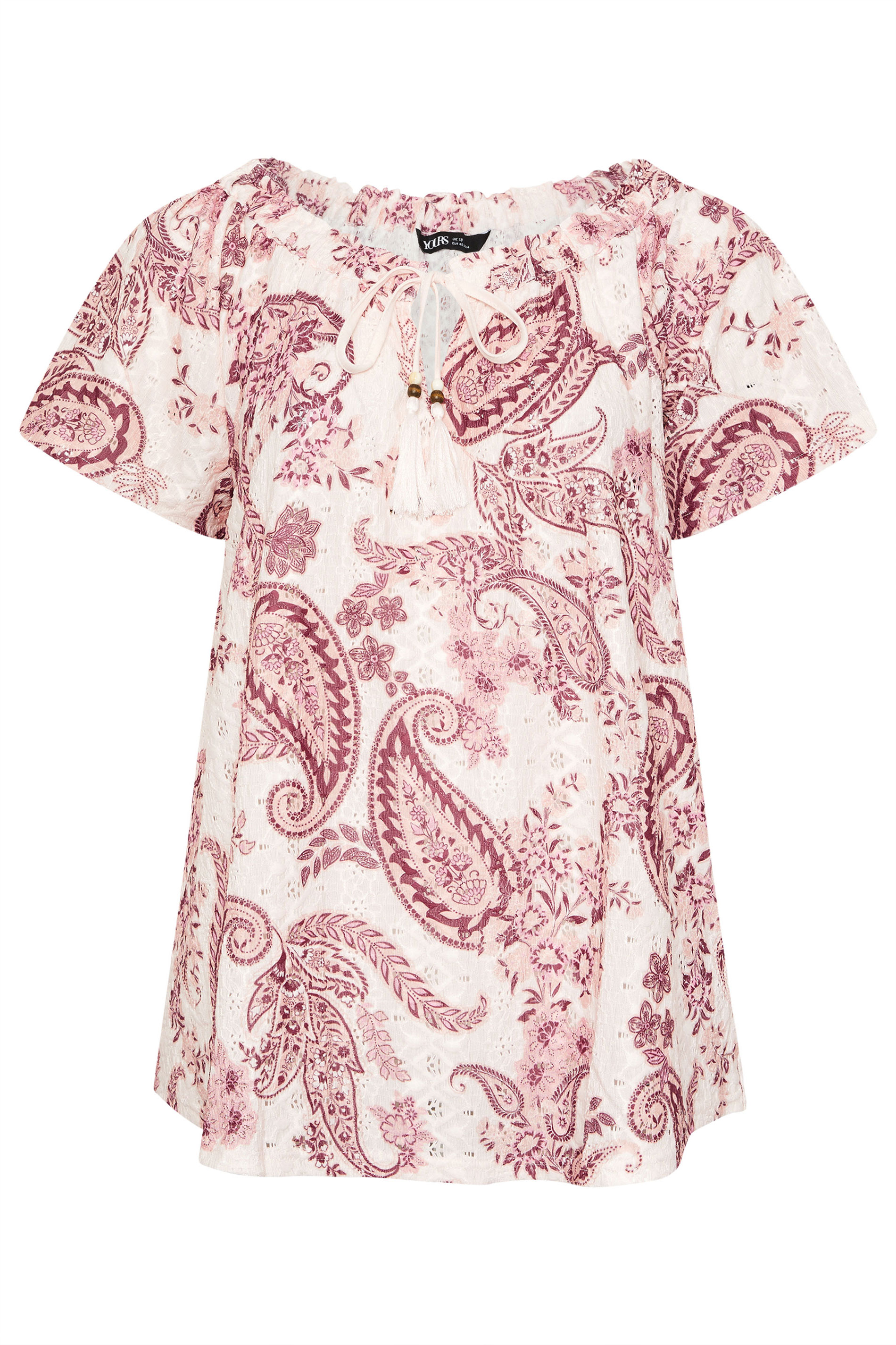 YOURS Plus Size Pink Paisley Broderie Anglaise Top | Yours Clothing 5