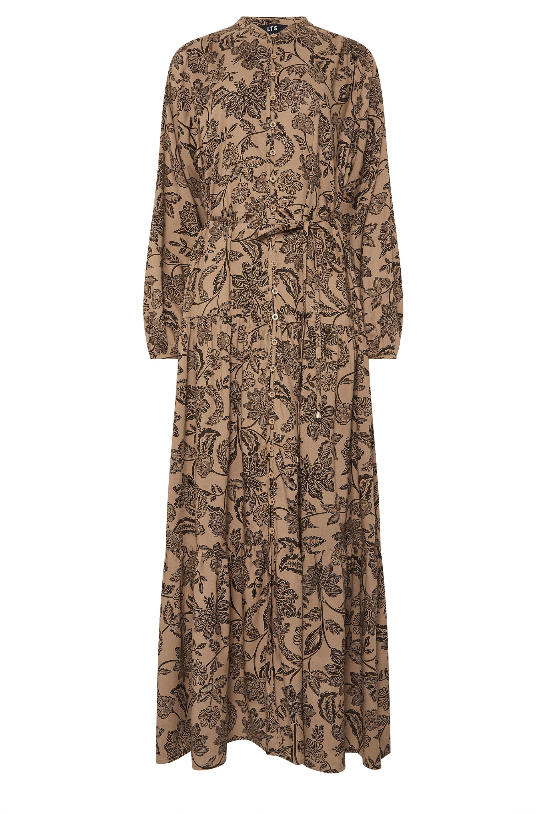 LTS Tall Women's Natural Brown Tie Waist Maxi Dress | Long Tall Sally 6