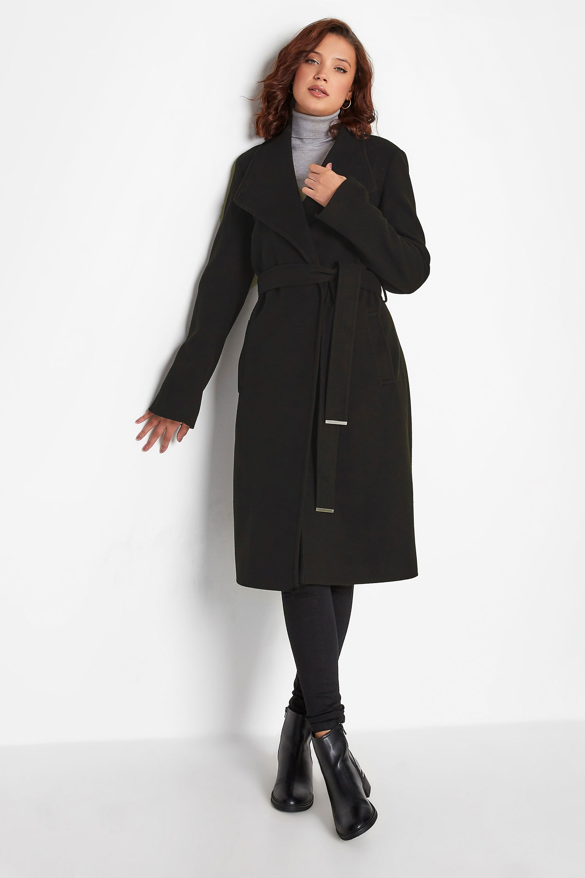 LTS Tall Women's Black Belted Coat | Long Tall Sally 1