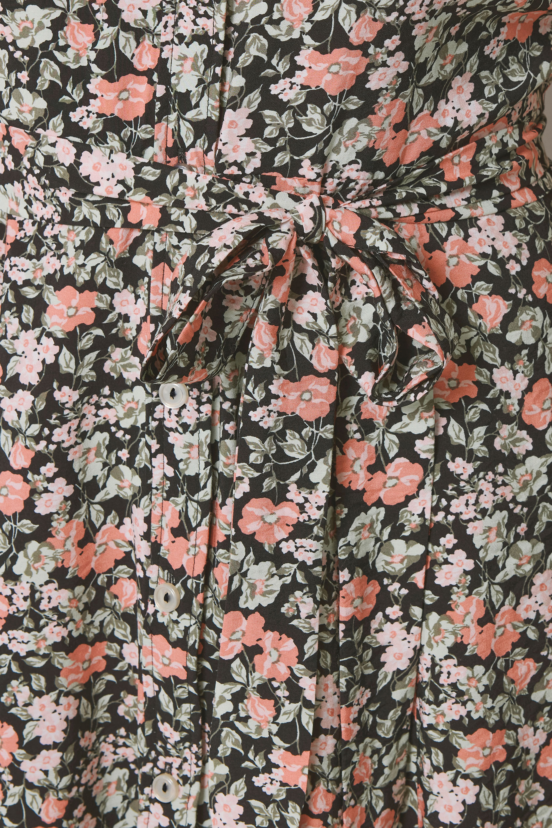 M&Co Black & Pink Floral Tie Waist Shirt Dress | M&Co 5