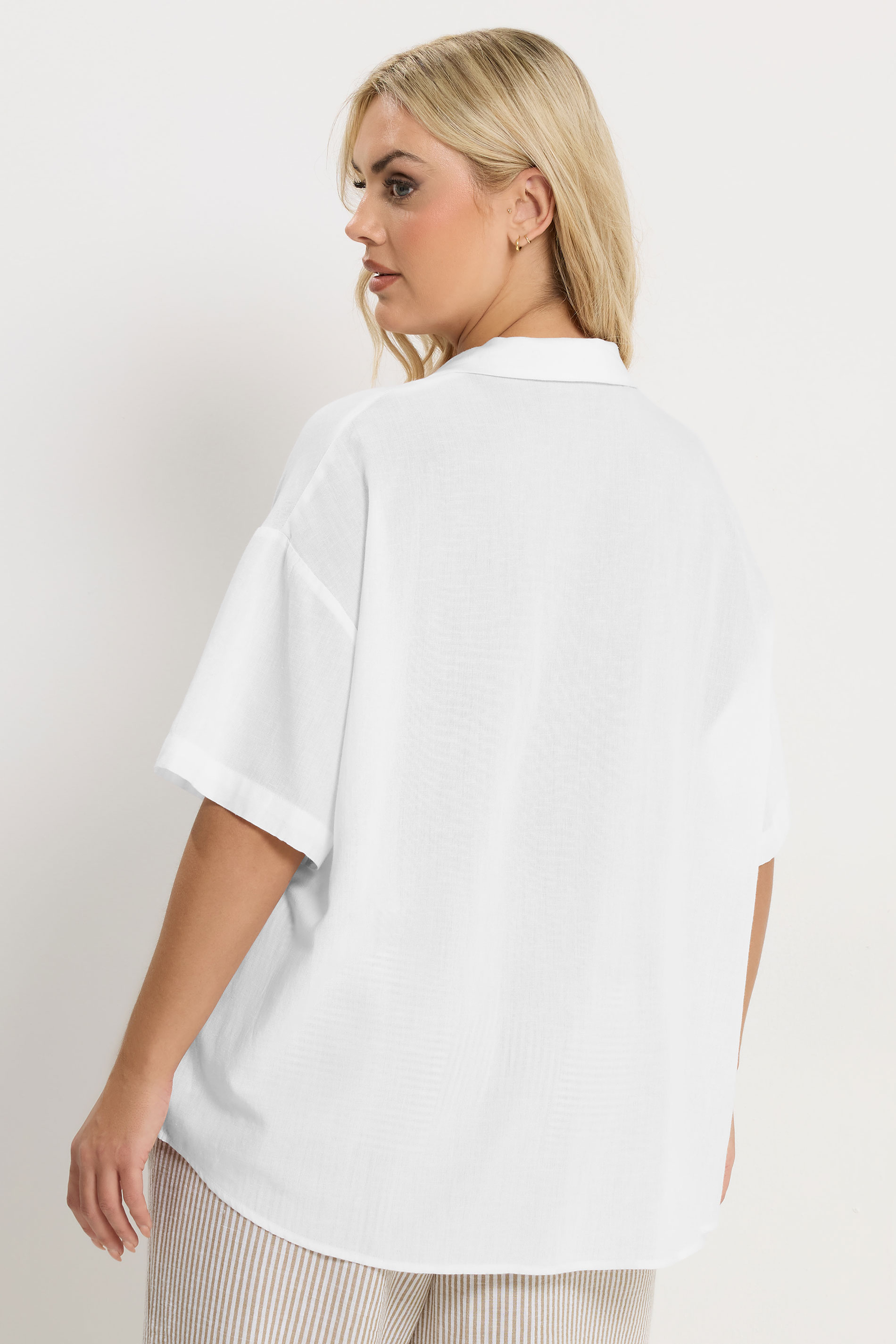 YOURS Plus Size White Linen Shirt | Yours Clothing 2