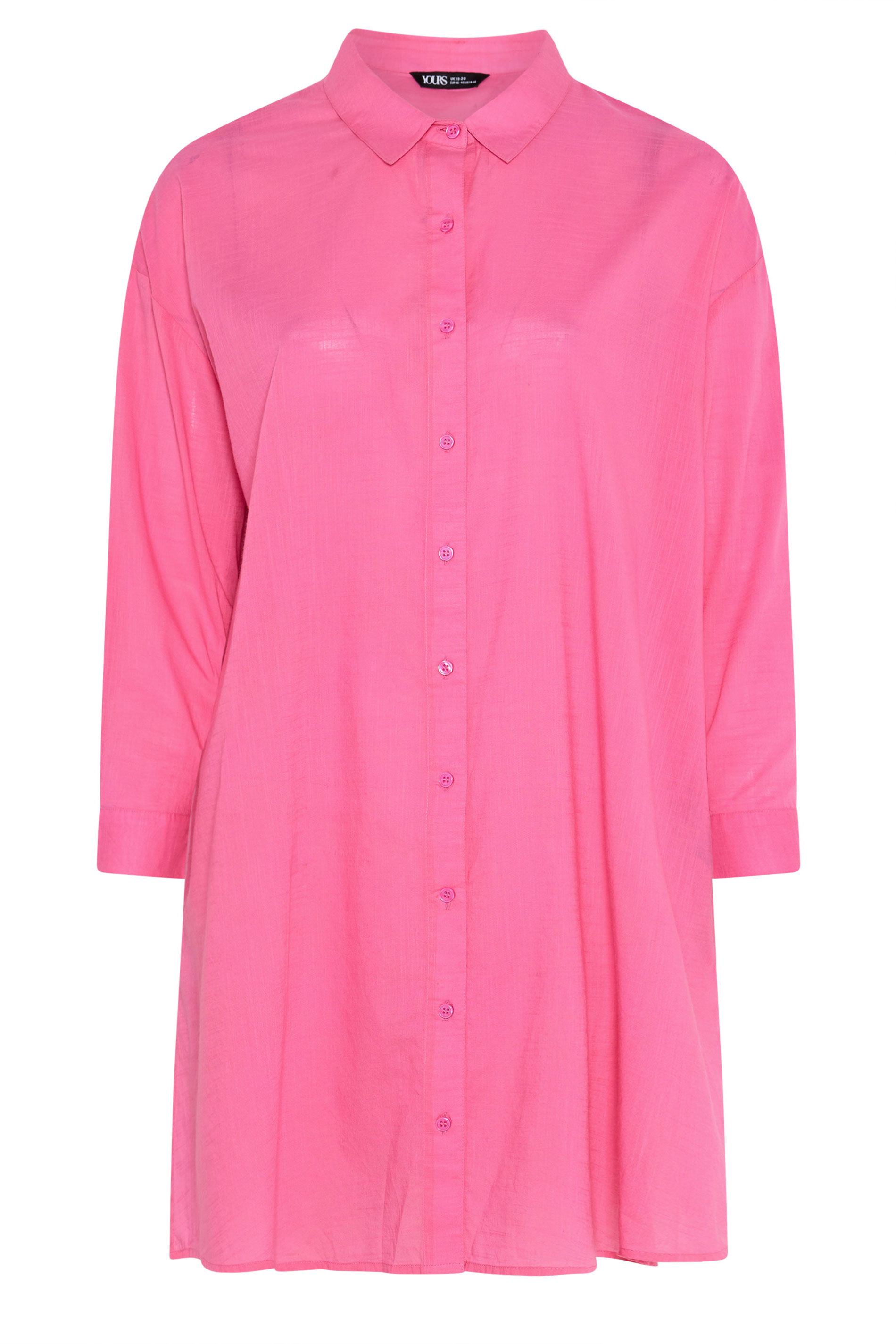 YOURS Plus Size Pink Longline Cotton Beach Shirt | Yours Clothing 7