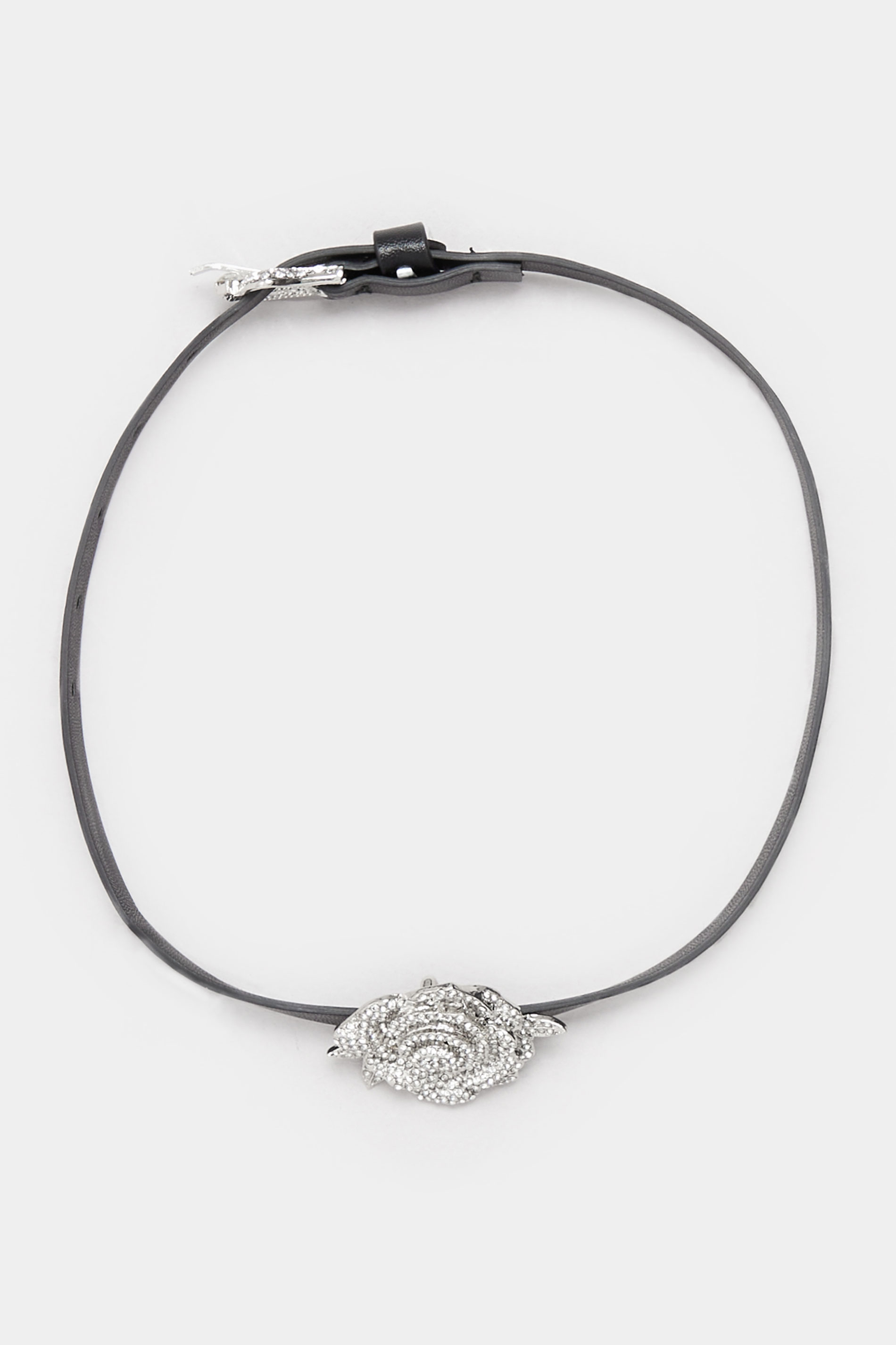  Silver Tone Floral Diamante Choker Necklace | Yours Clothing 3