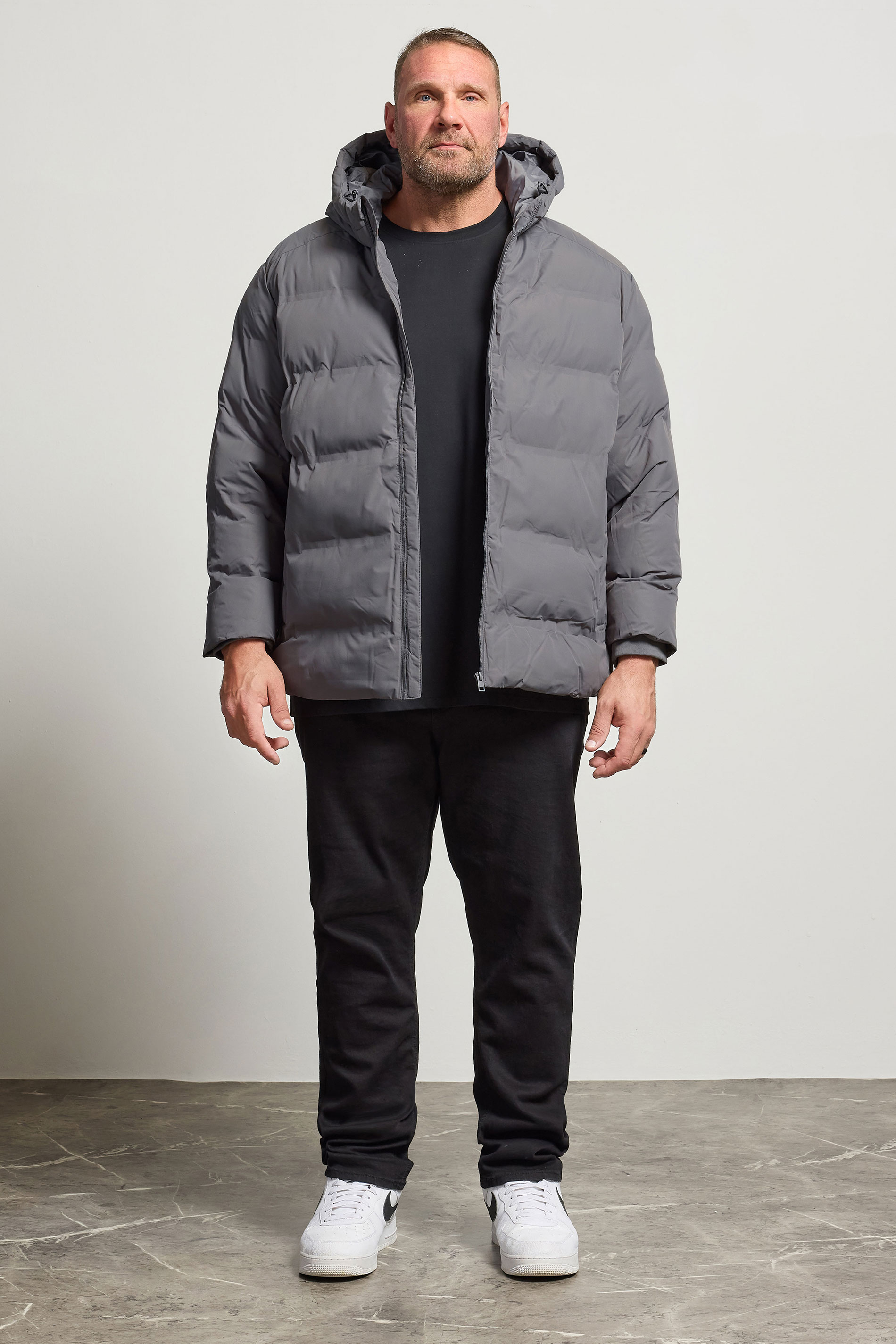 JACK & JONES Big & Tall Grey Puffer Jacket | BadRhino 1