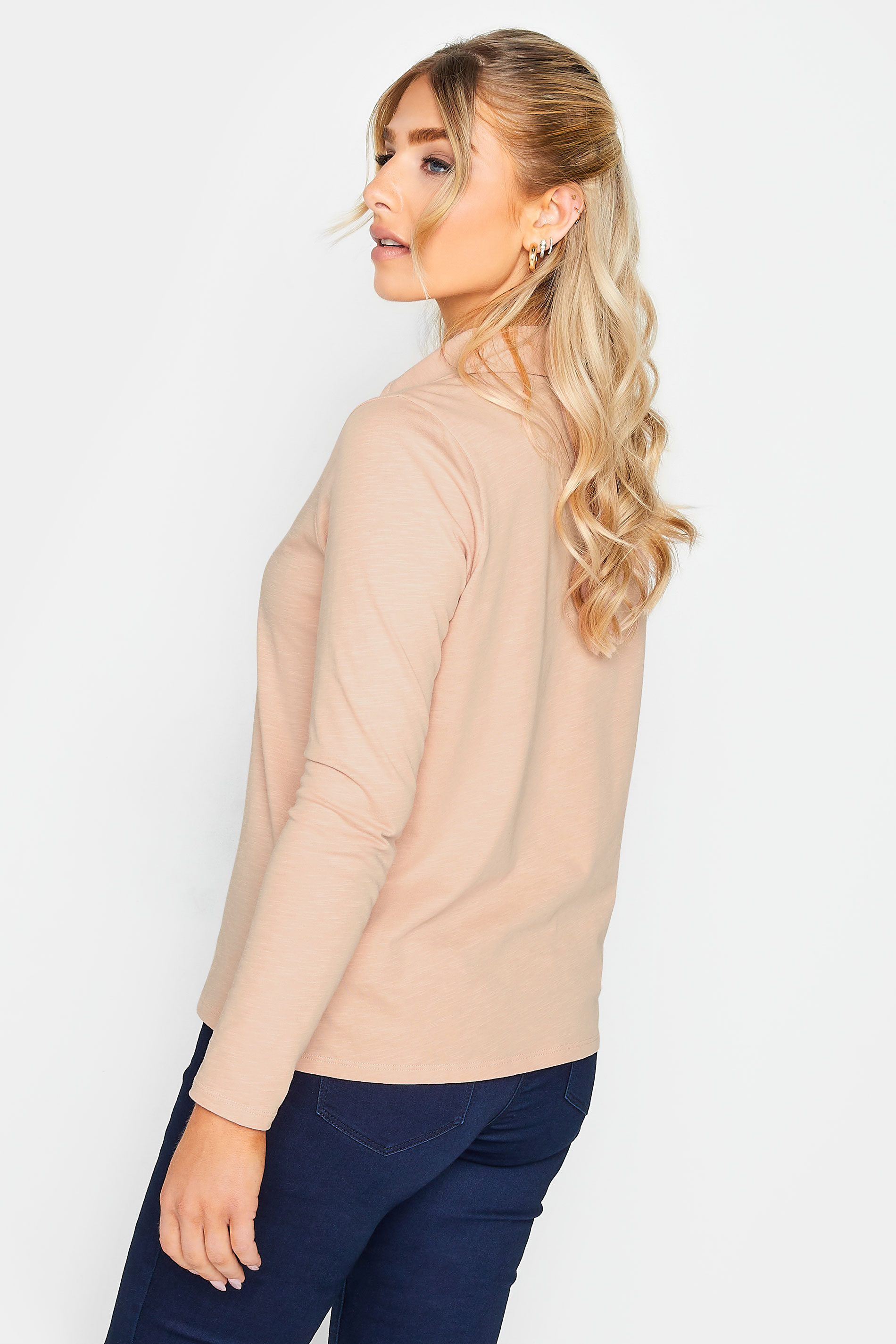 M&Co Blush Pink Collared Long Sleeve Cotton Top | M&Co 3
