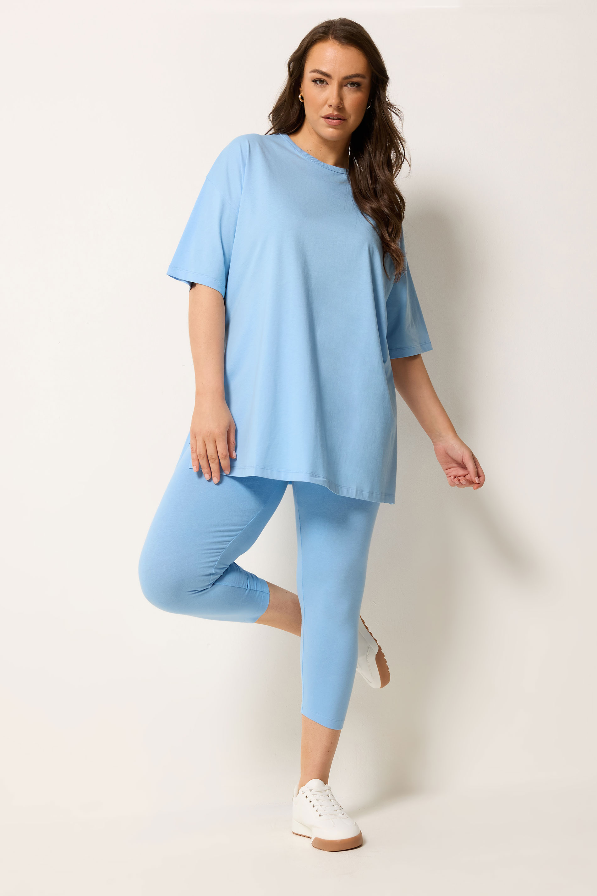 YOURS Plus Size Blue Longline T-Shirt | Yours Clothing 1