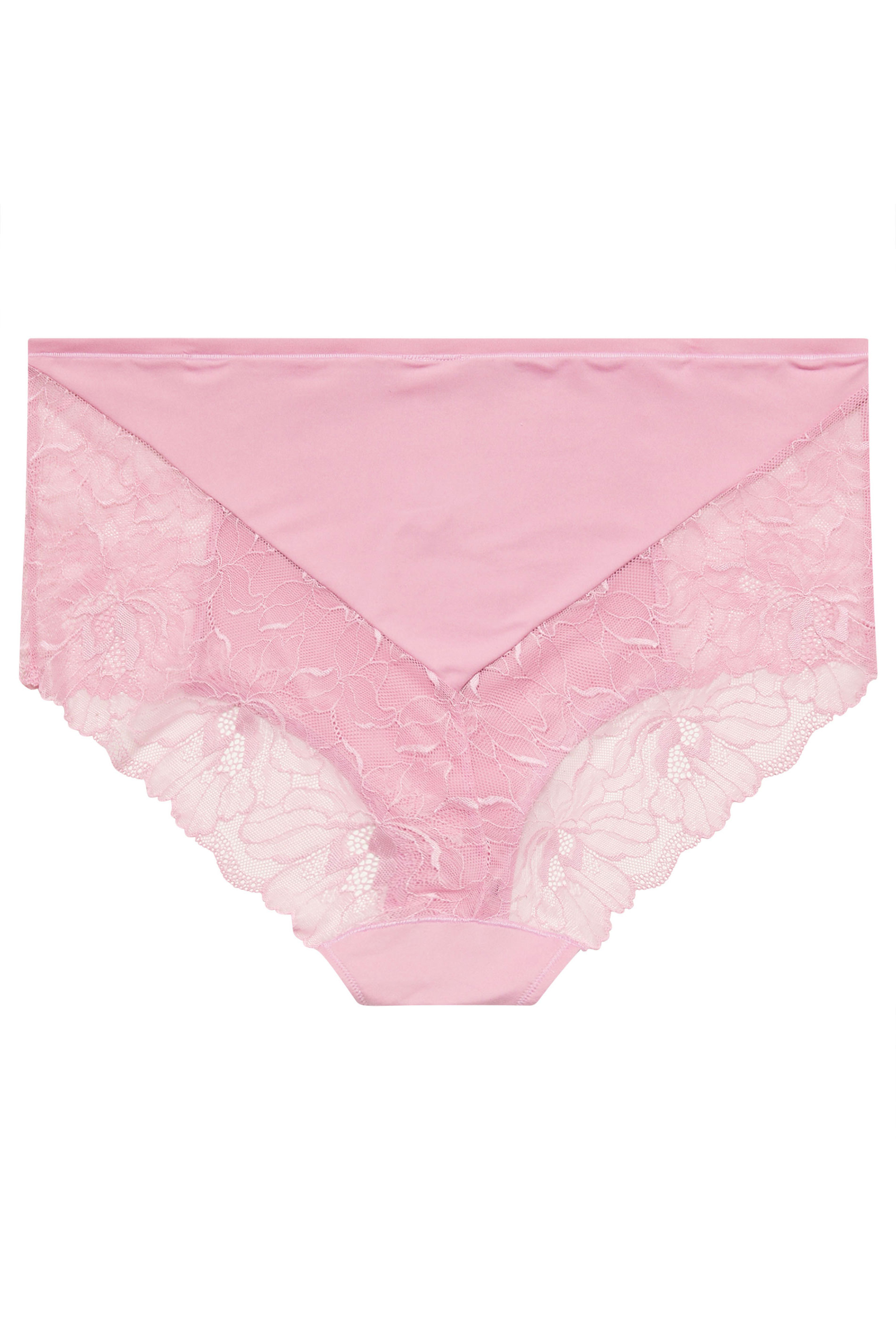 YOURS Plus Size Pink Microfibre Lace Full Briefs | Yours Clothing 6