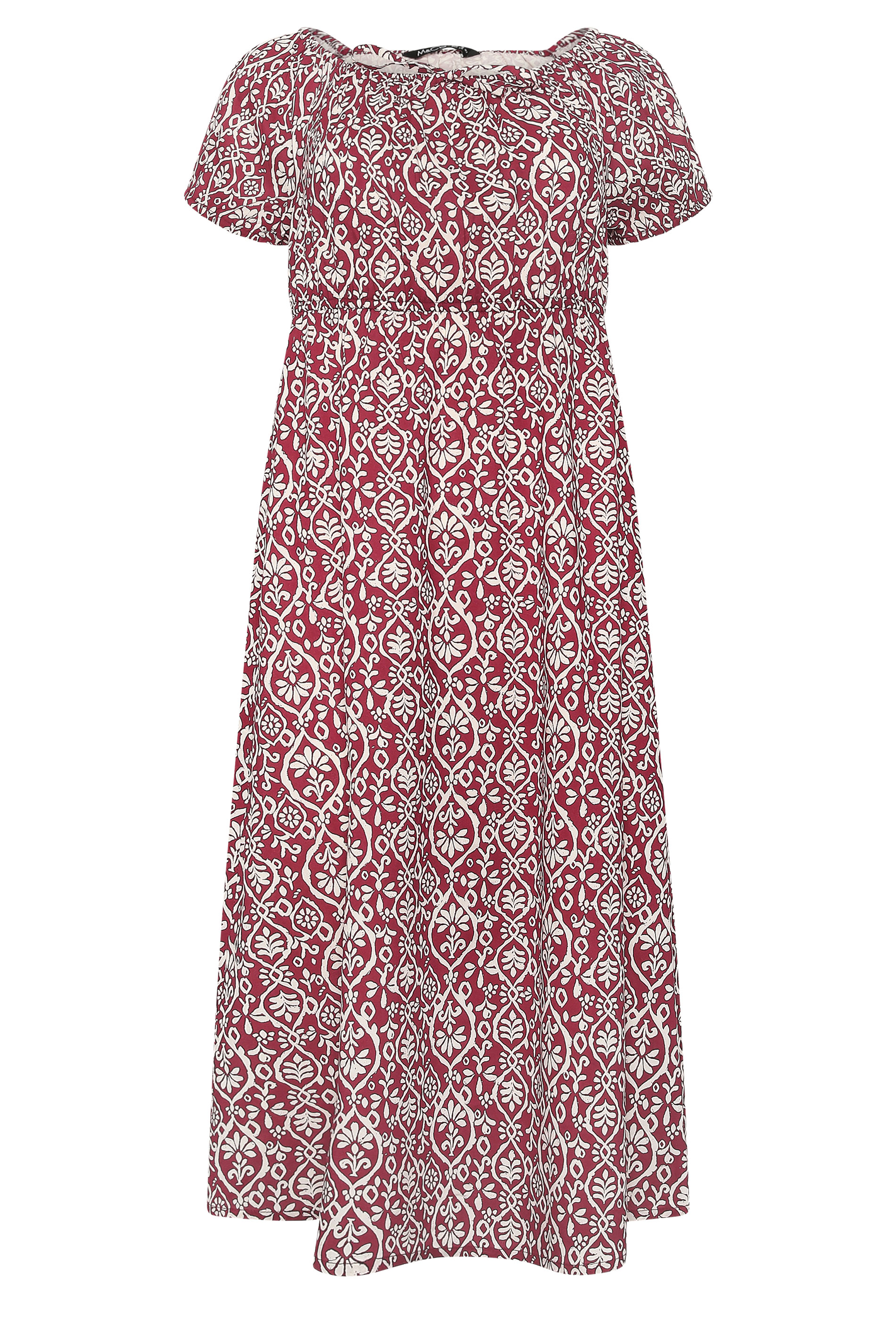 M&Co Petite Red Abstract Tie Neck Midi Dress | M&Co 6