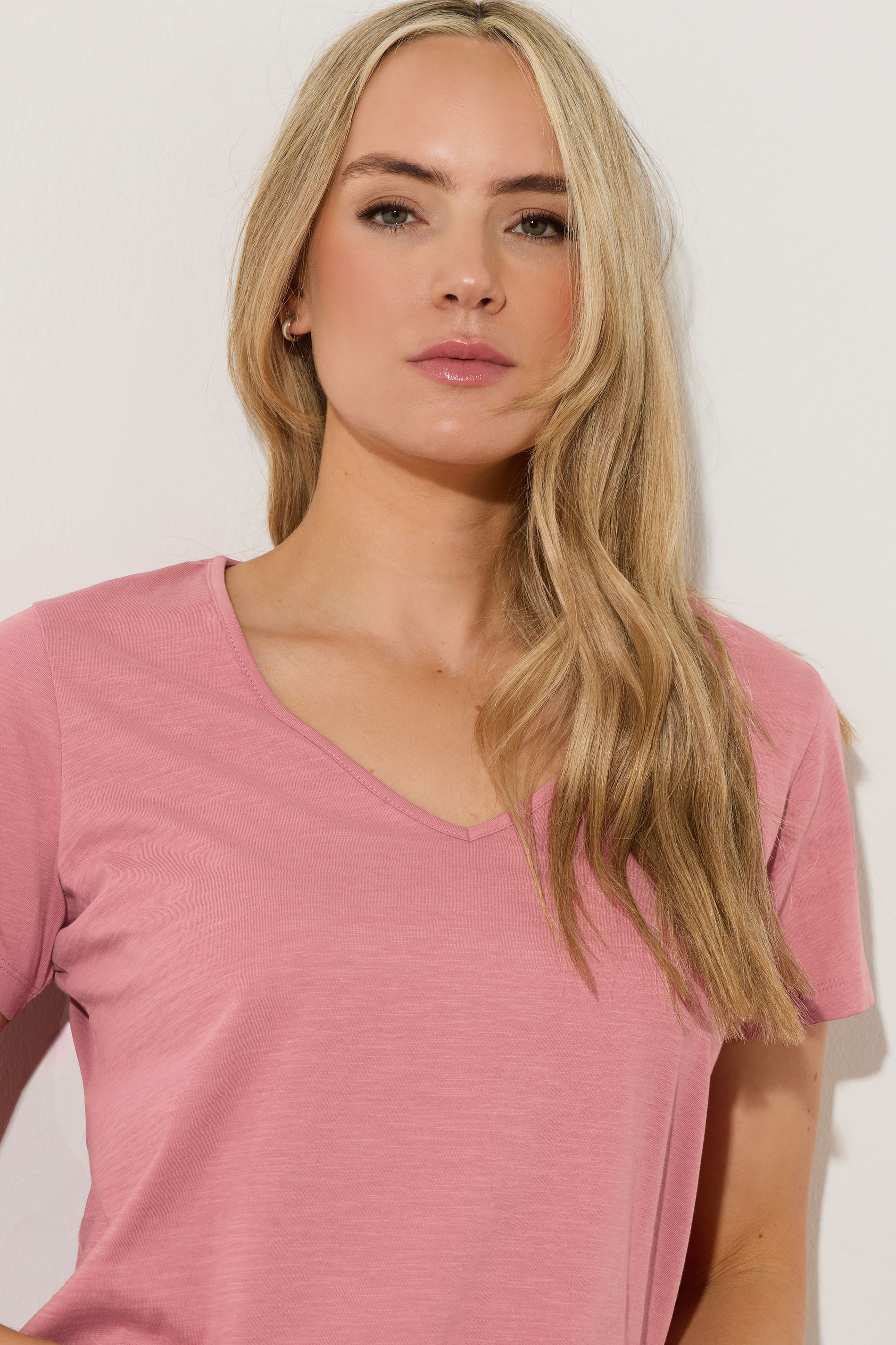 LTS Tall 2 Pack Pink & Grey Cotton V-Neck T-Shirts | Long Tall Sally  6