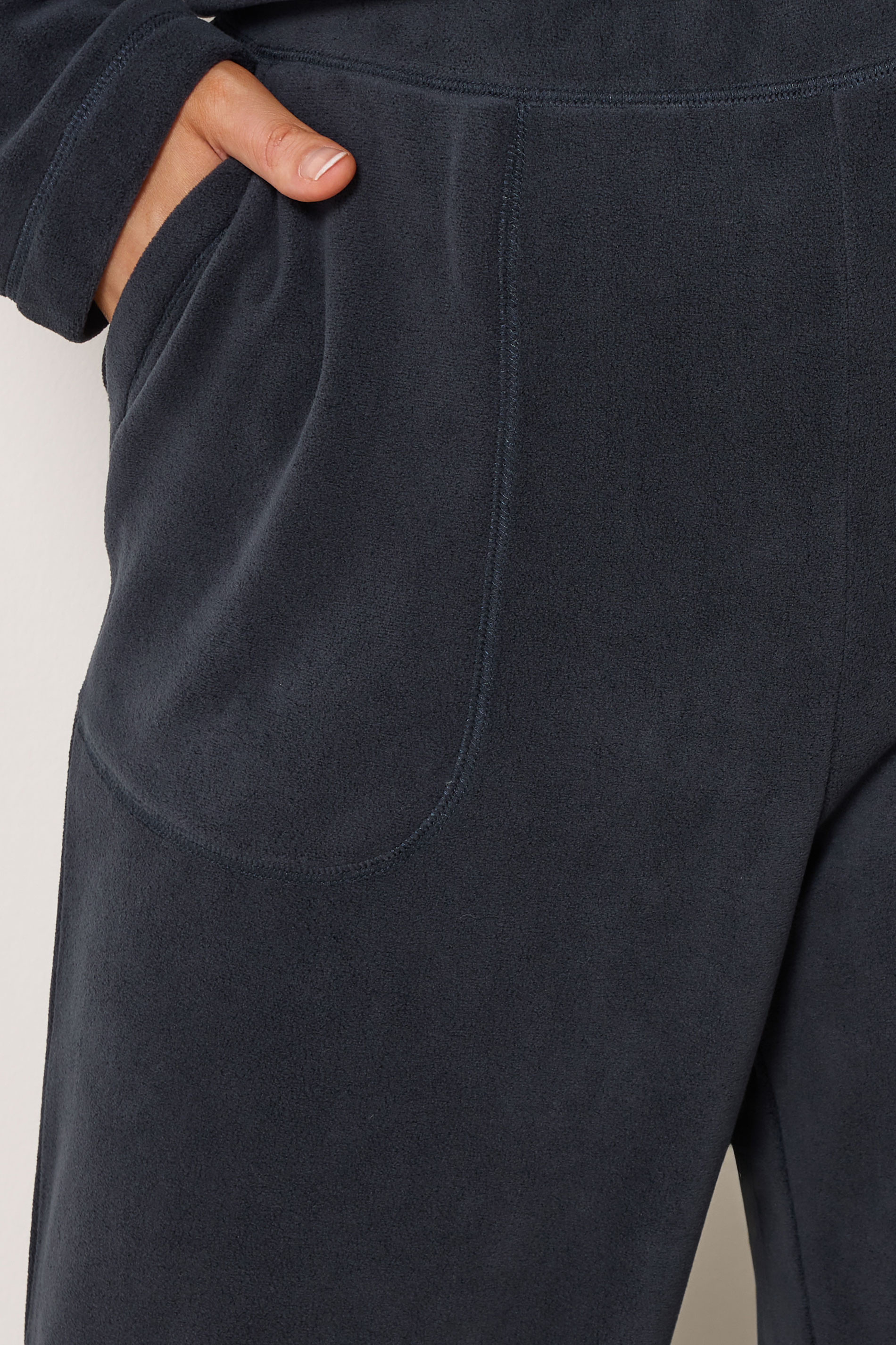 YOURS Plus Size Navy Blue Wide Leg Fleece Trousers | Yours Clothing 4