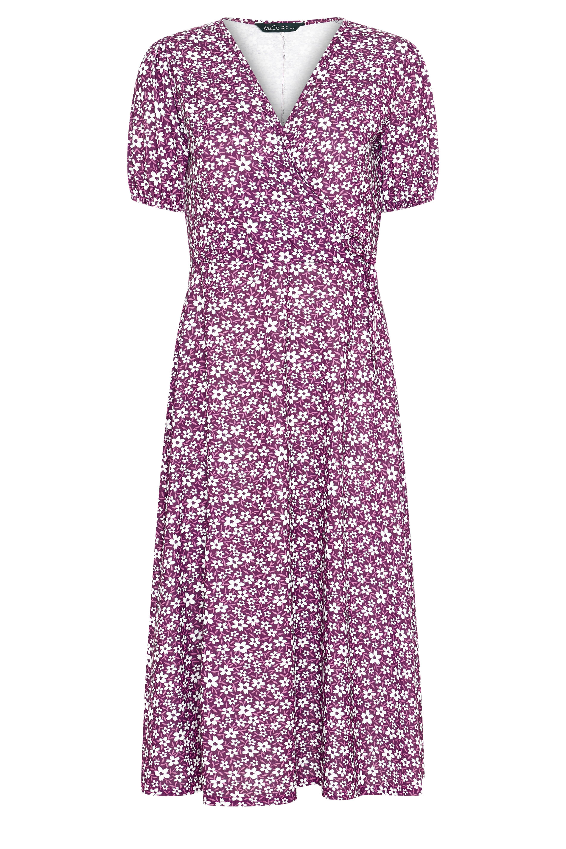 M&Co Berry Red Ditsy Floral Midi Wrap Dress | M&Co 5