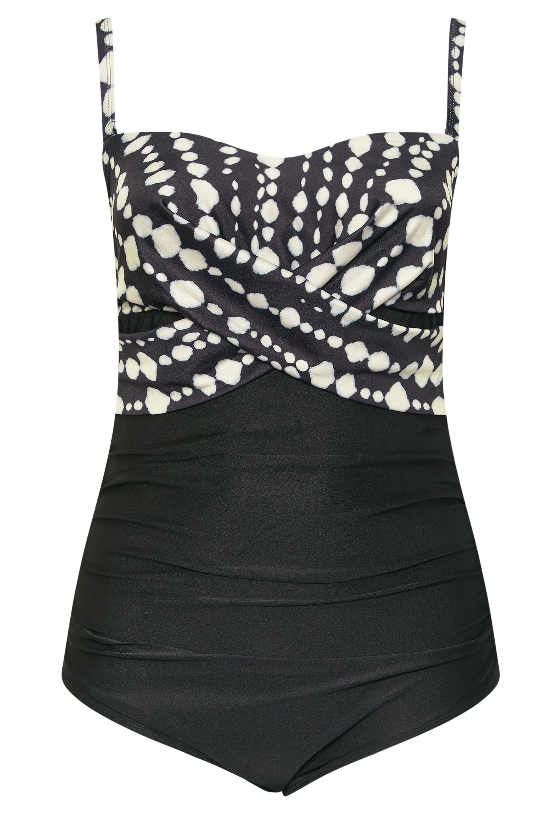 YOURS Plus Size Black Crossover Spot Print Swimsuit | Yours Clothing 9