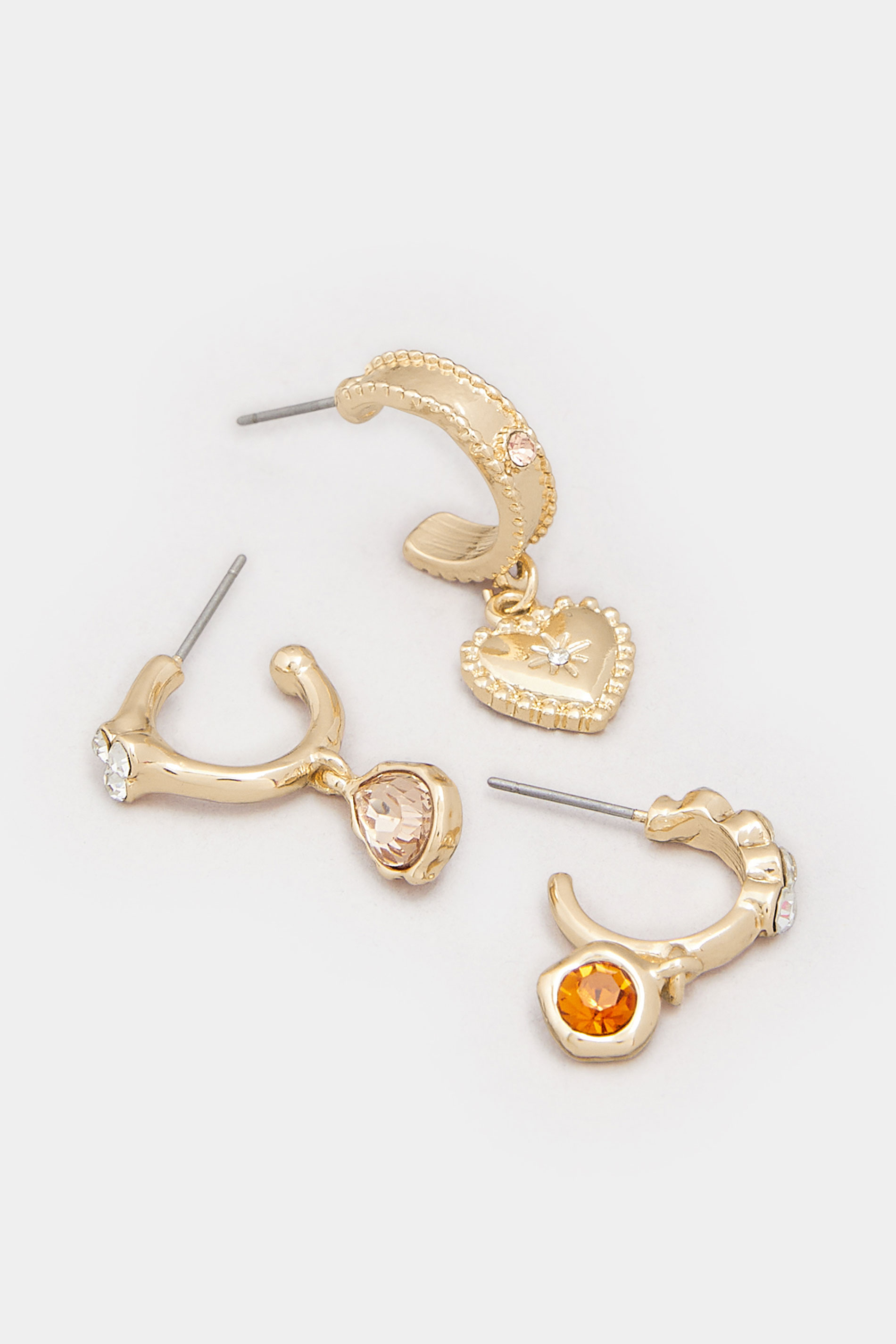 YOURSET 3 PACK Gold Tone Diamante Hoop Set | Yours Clothing 4