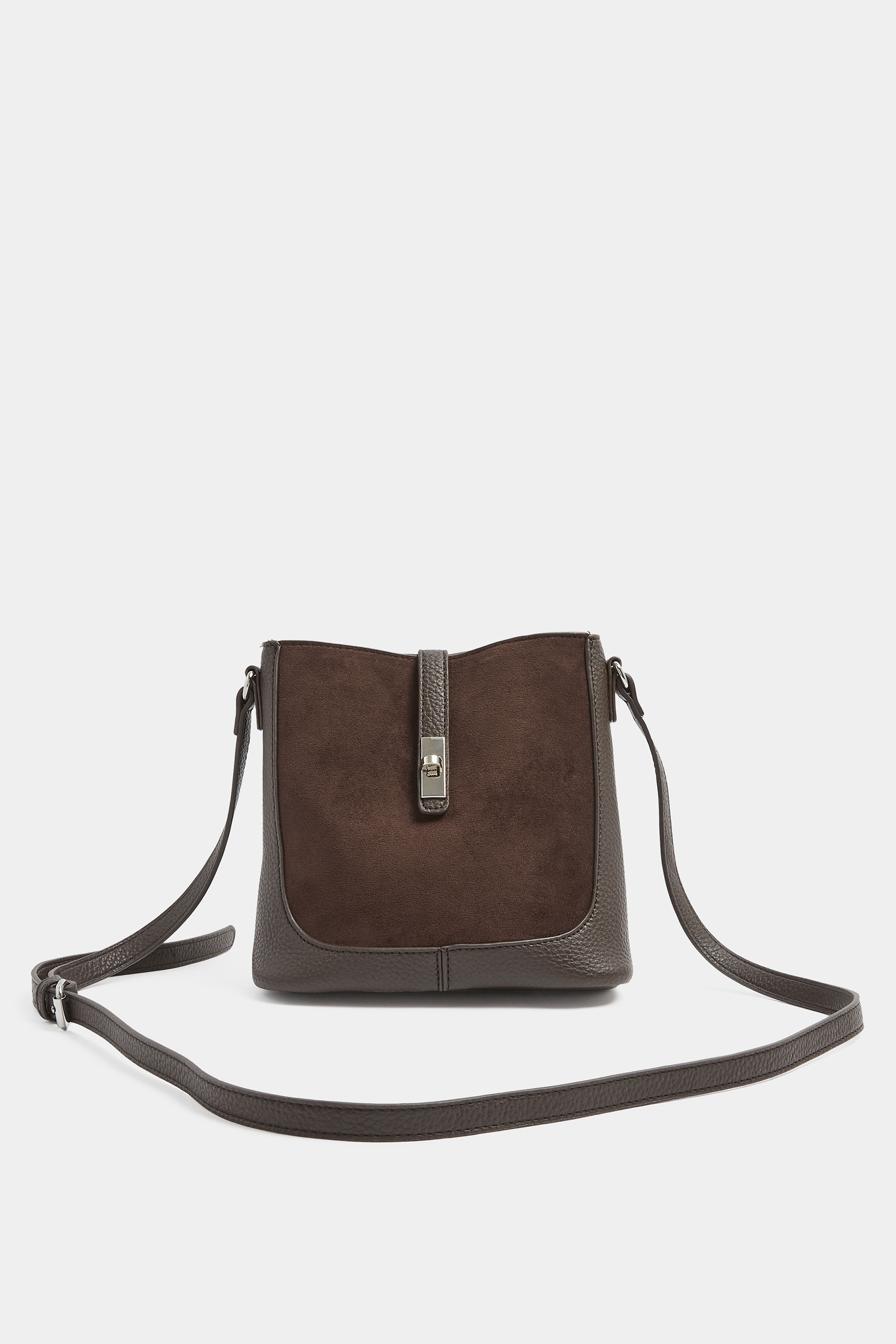 Chocolate Brown Faux Suede Cross Body Bag | Yours Clothing 3