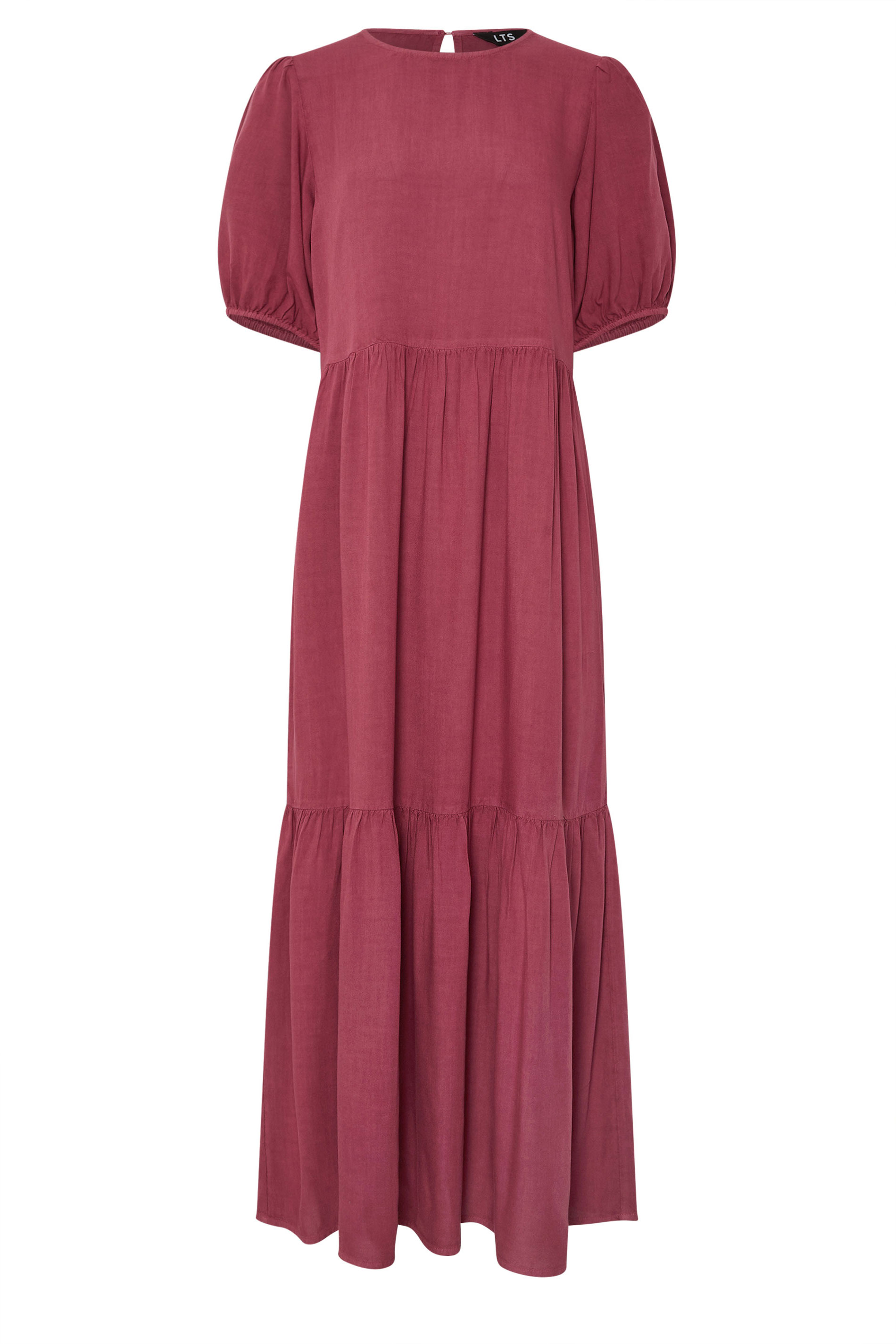 LTS Tall Dark Red Puff Sleeve Tiered Maxi Dress | Long Tall Sally 6