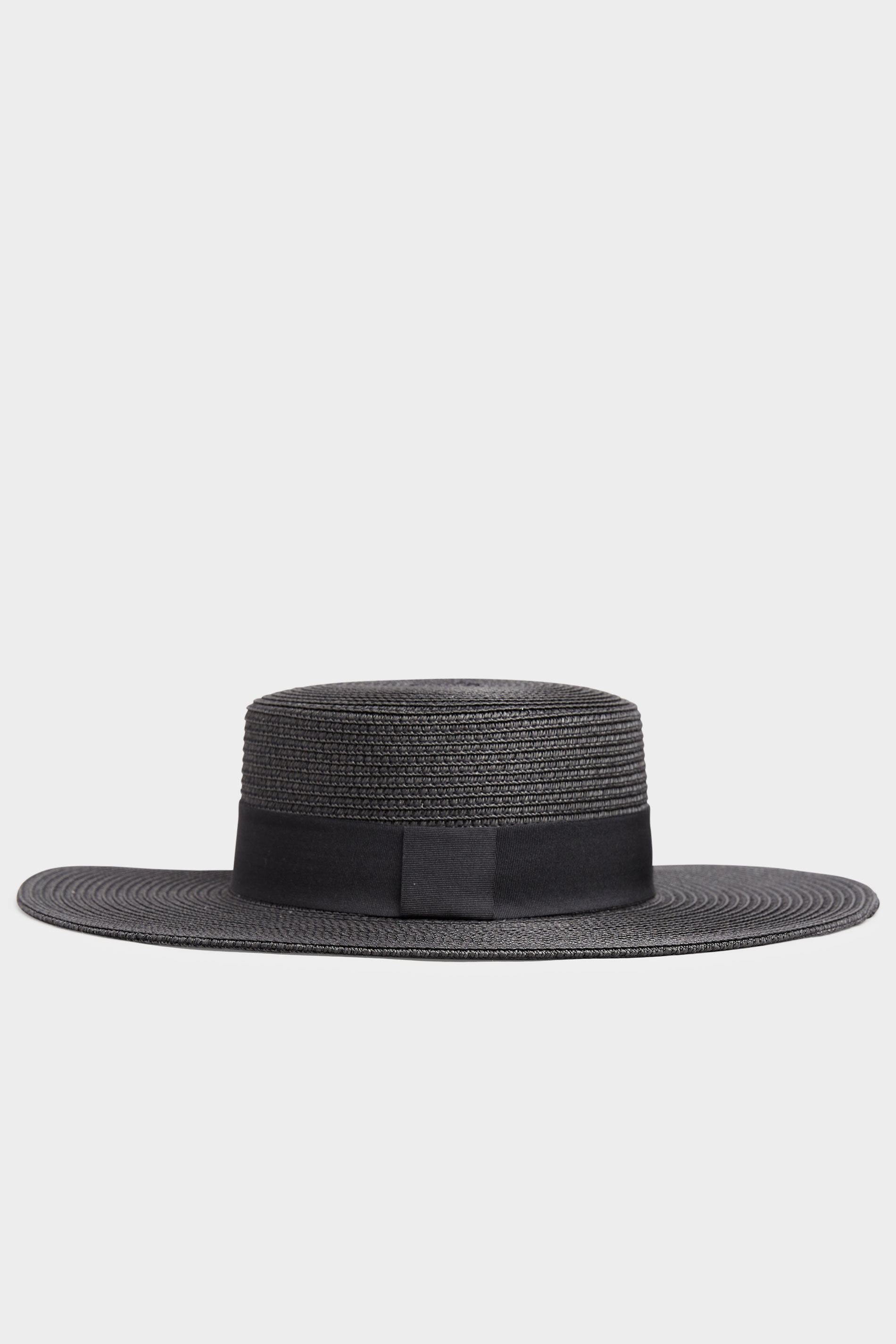 Black Straw Wide Brim Boater Hat | Yours Clothing 2