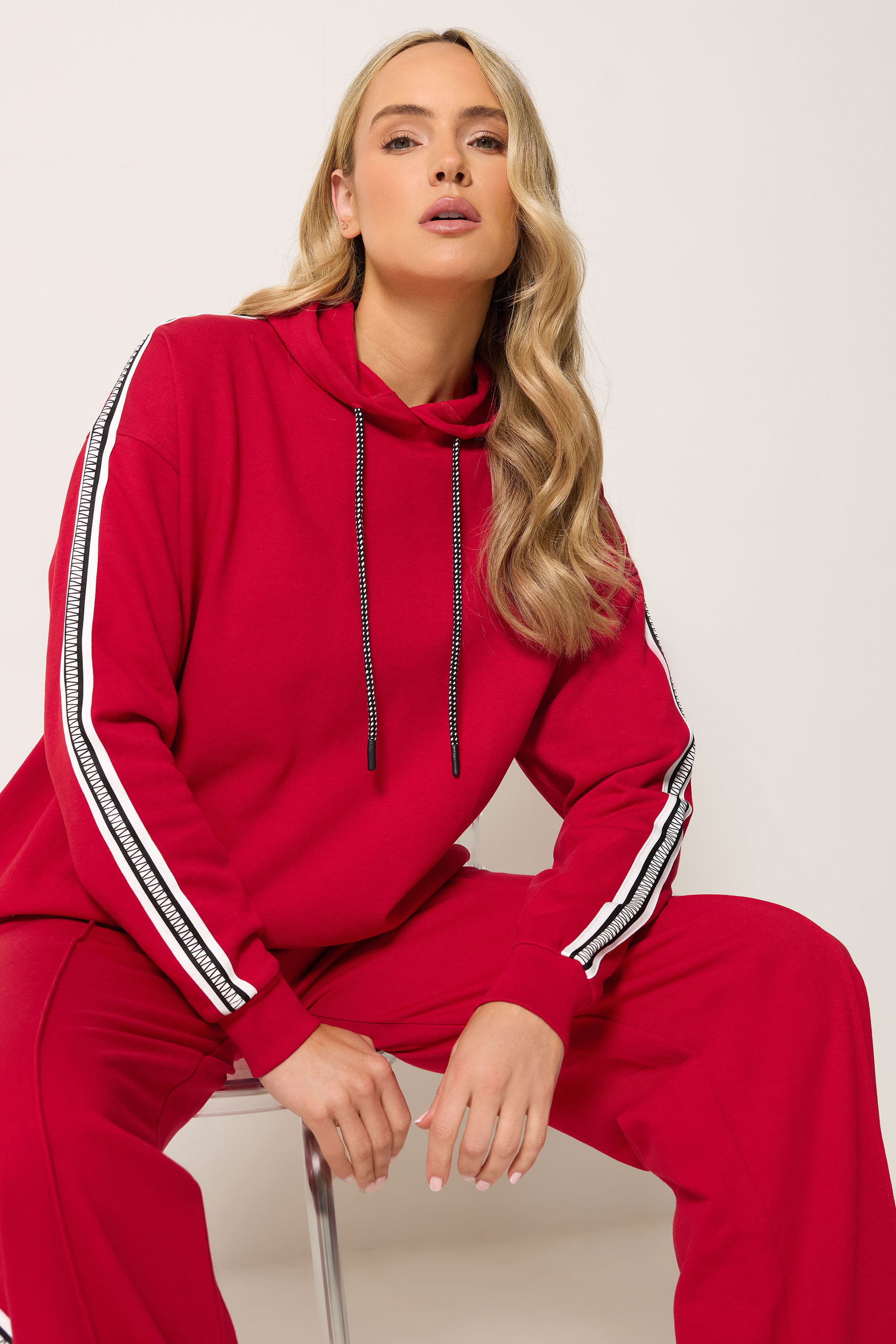 LTS Tall Women's Red Side Tape Hoodie | Long Tall Sally 3