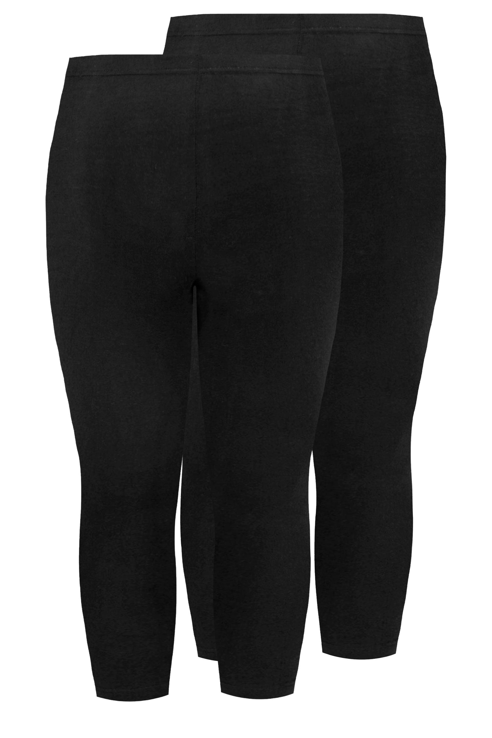 2 PACK Plus Size Black Stretch Cropped Leggings | Yours Clothing 3