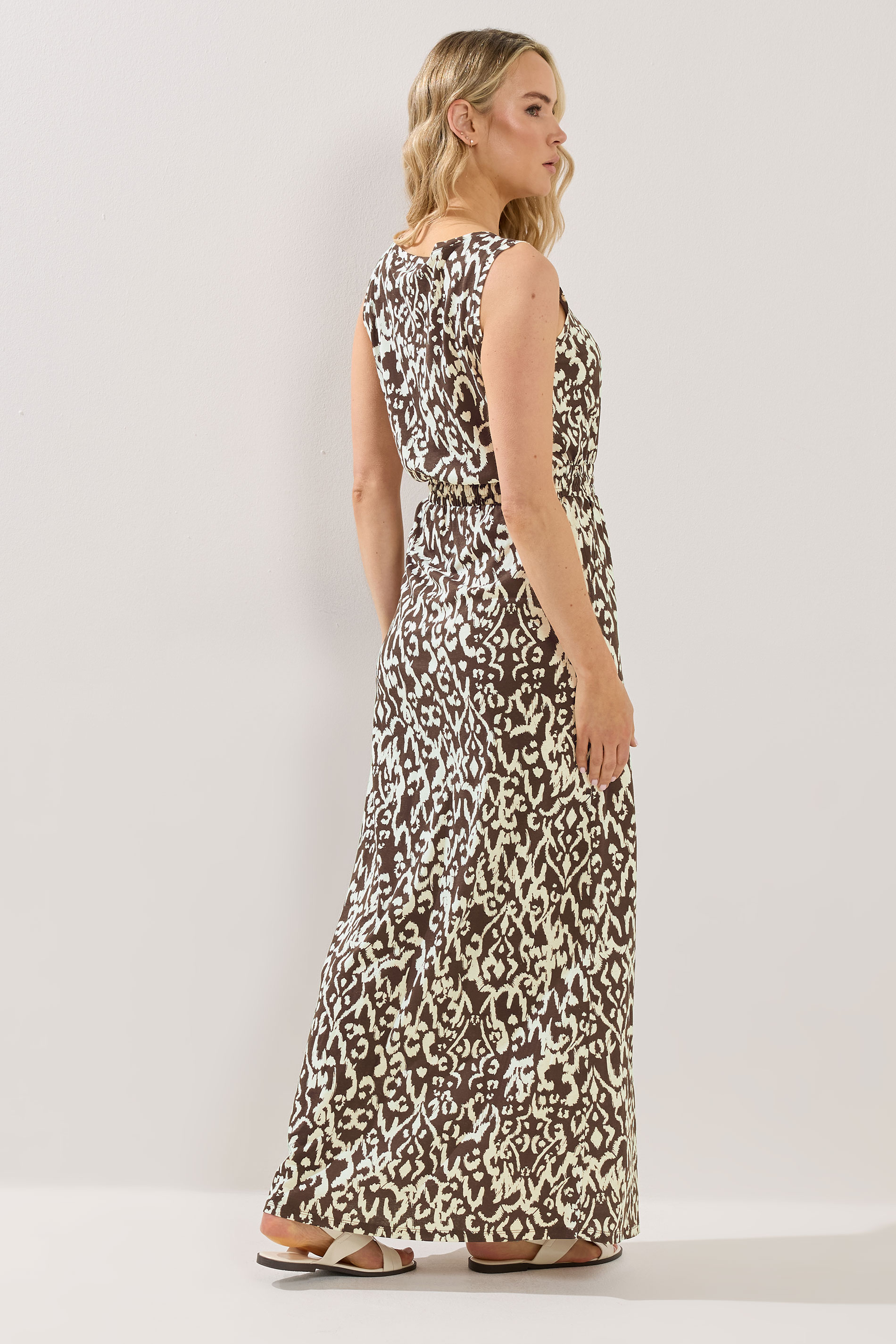 LTS Tall Women's Chocolate Brown Aztec Tie Waist Cotton Maxi Dress | Long Tall Sally 2