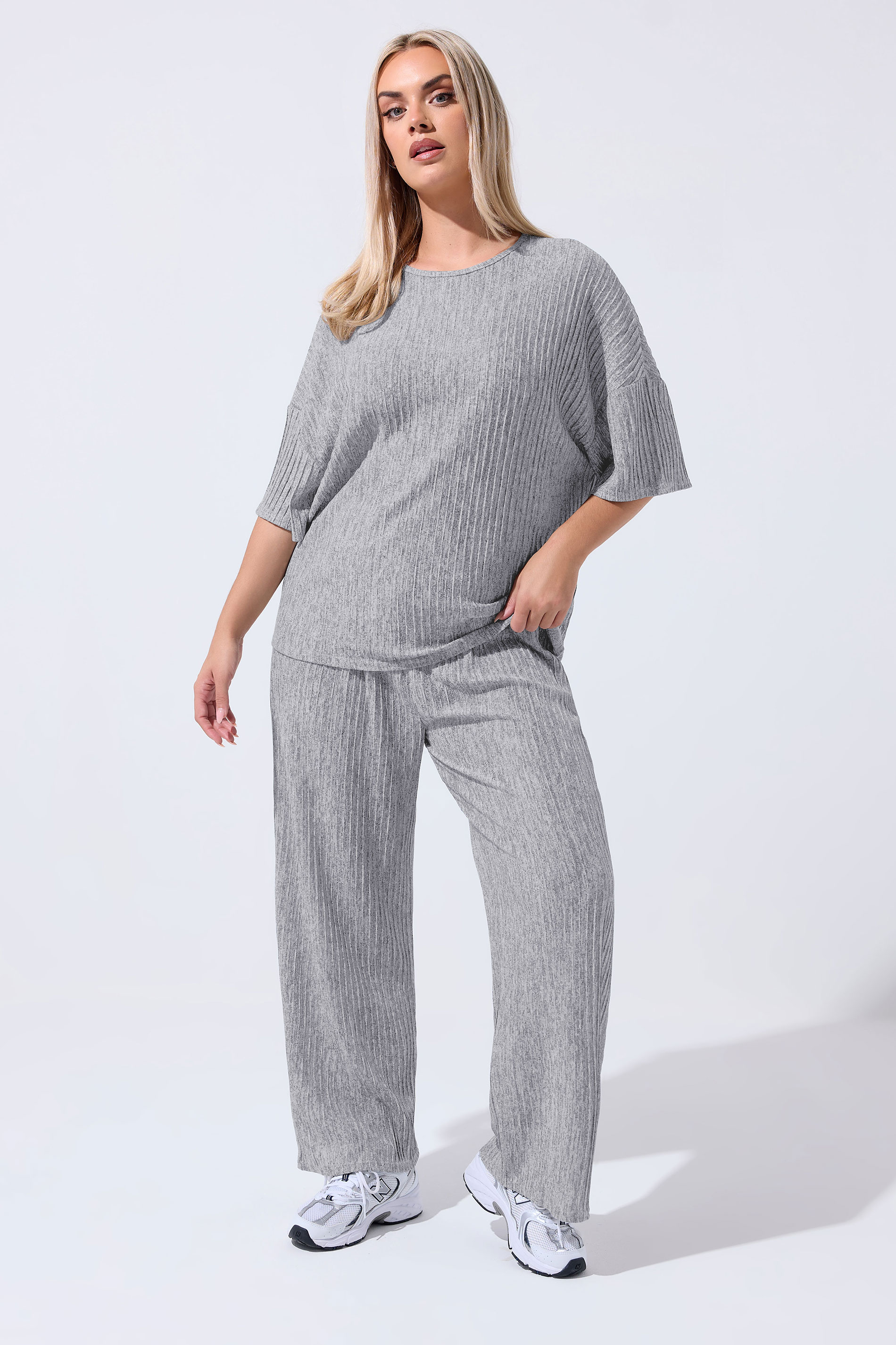 LIMITED COLLECTION Plus Size Grey Plisse Wide Leg Trousers | Yours Clothing 3