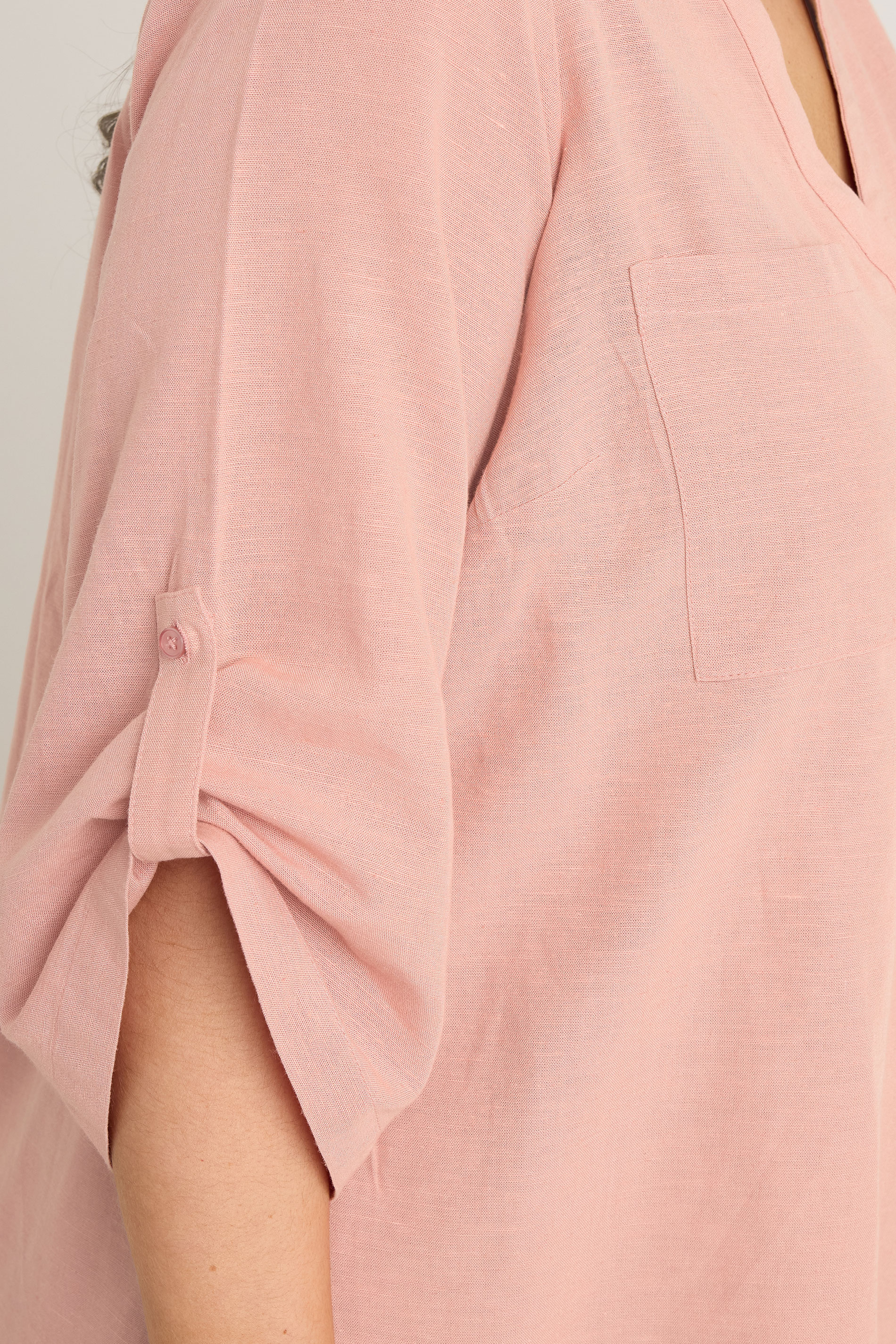 EVANS Plus Size Blush Pink Linen Utility Top | Evans  4