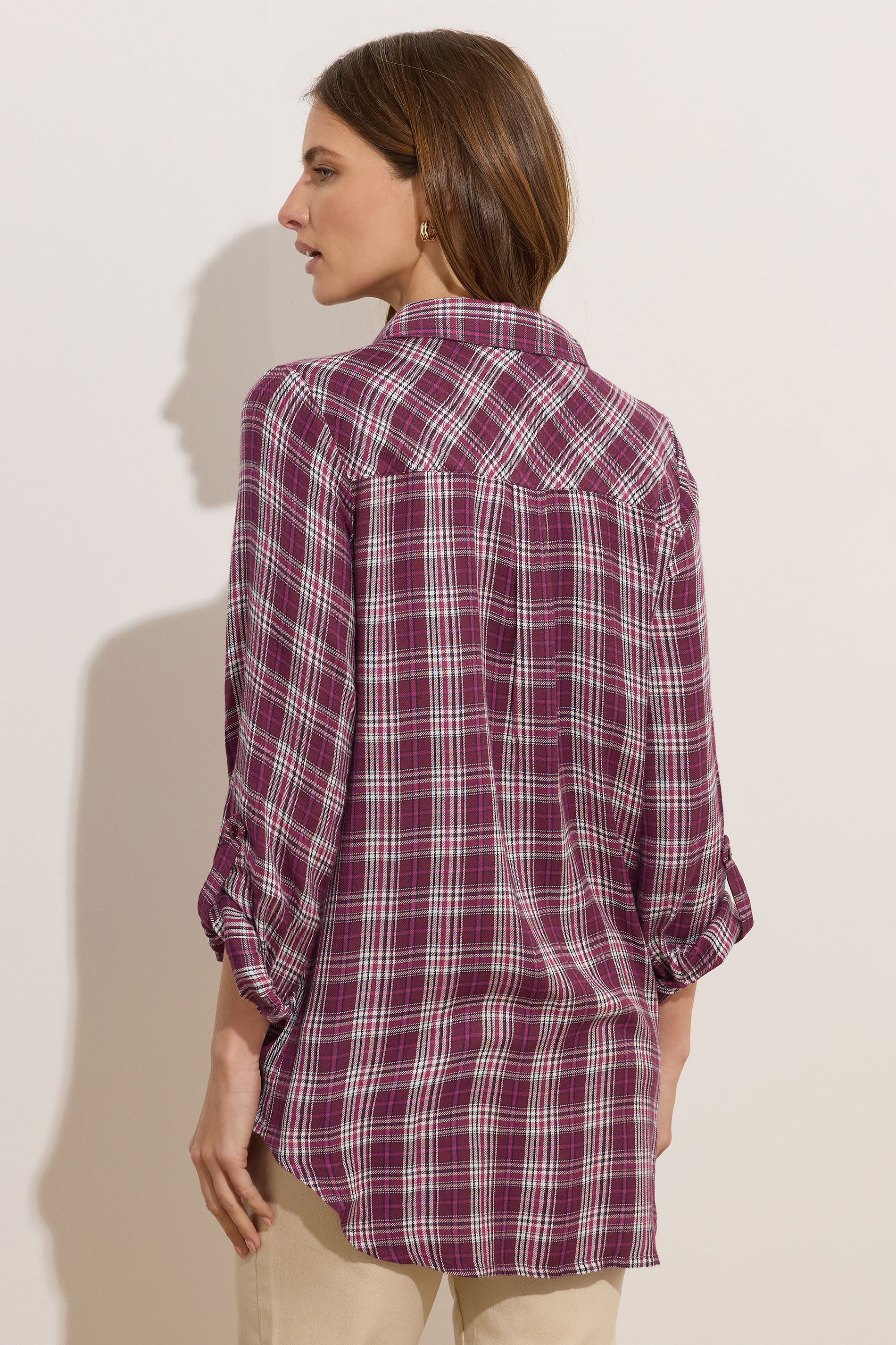 M&Co Berry Purple & White Checked Shirt | M&Co 2