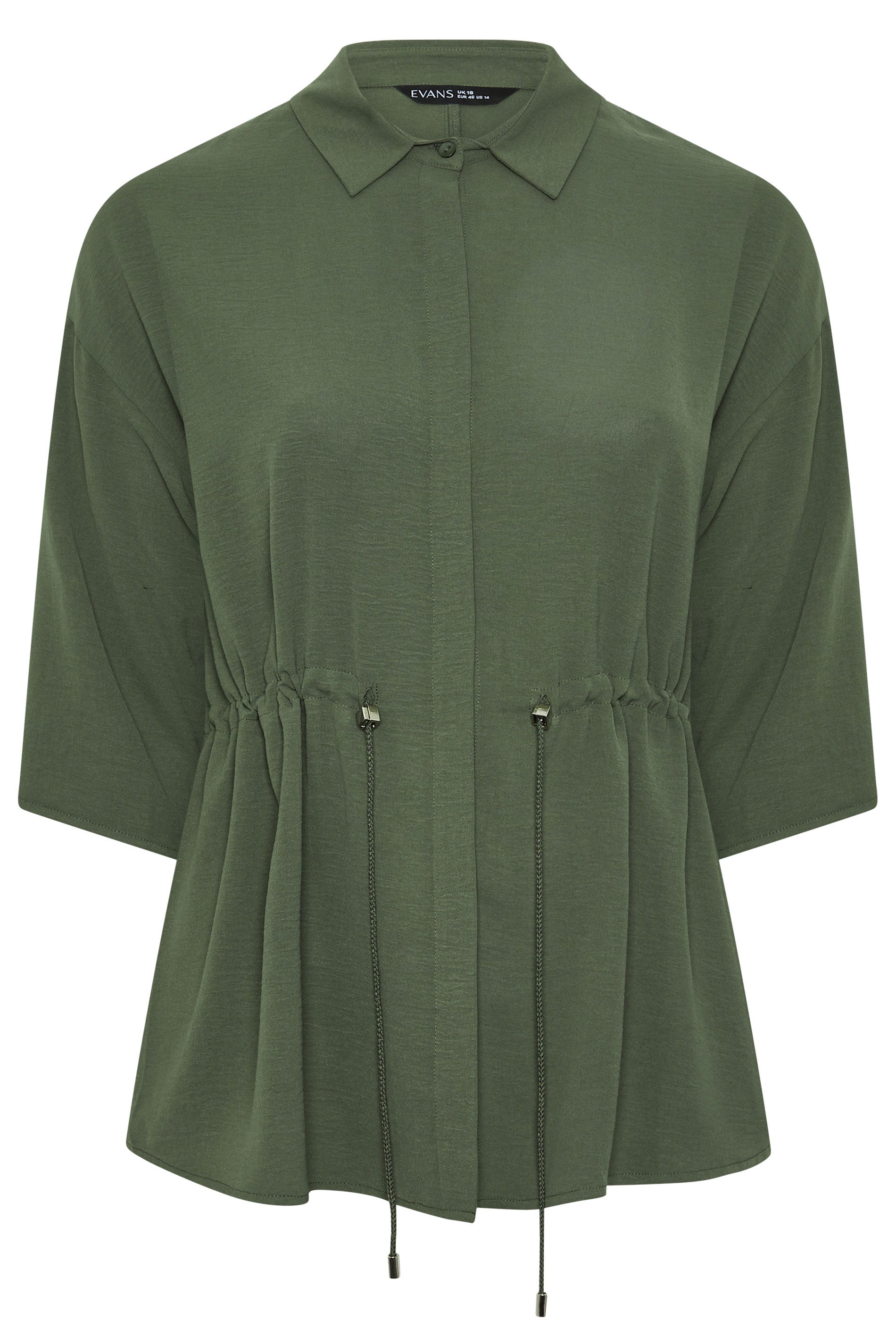 EVANS Plus Size Khaki Green Collared Shacket | Evans  6