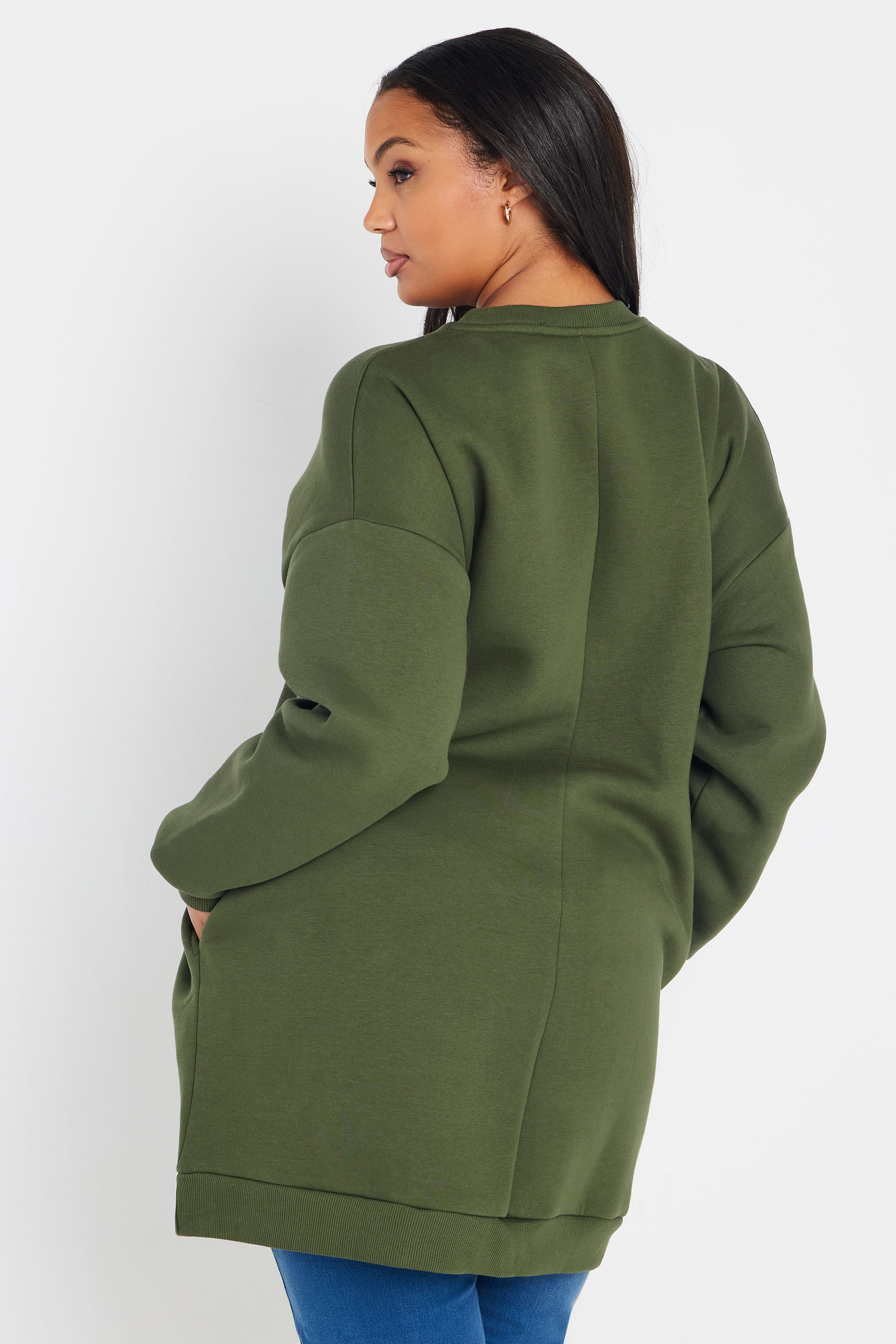 YOURS Plus Size Khaki Green Sweatshirt | Yours Clothing  2