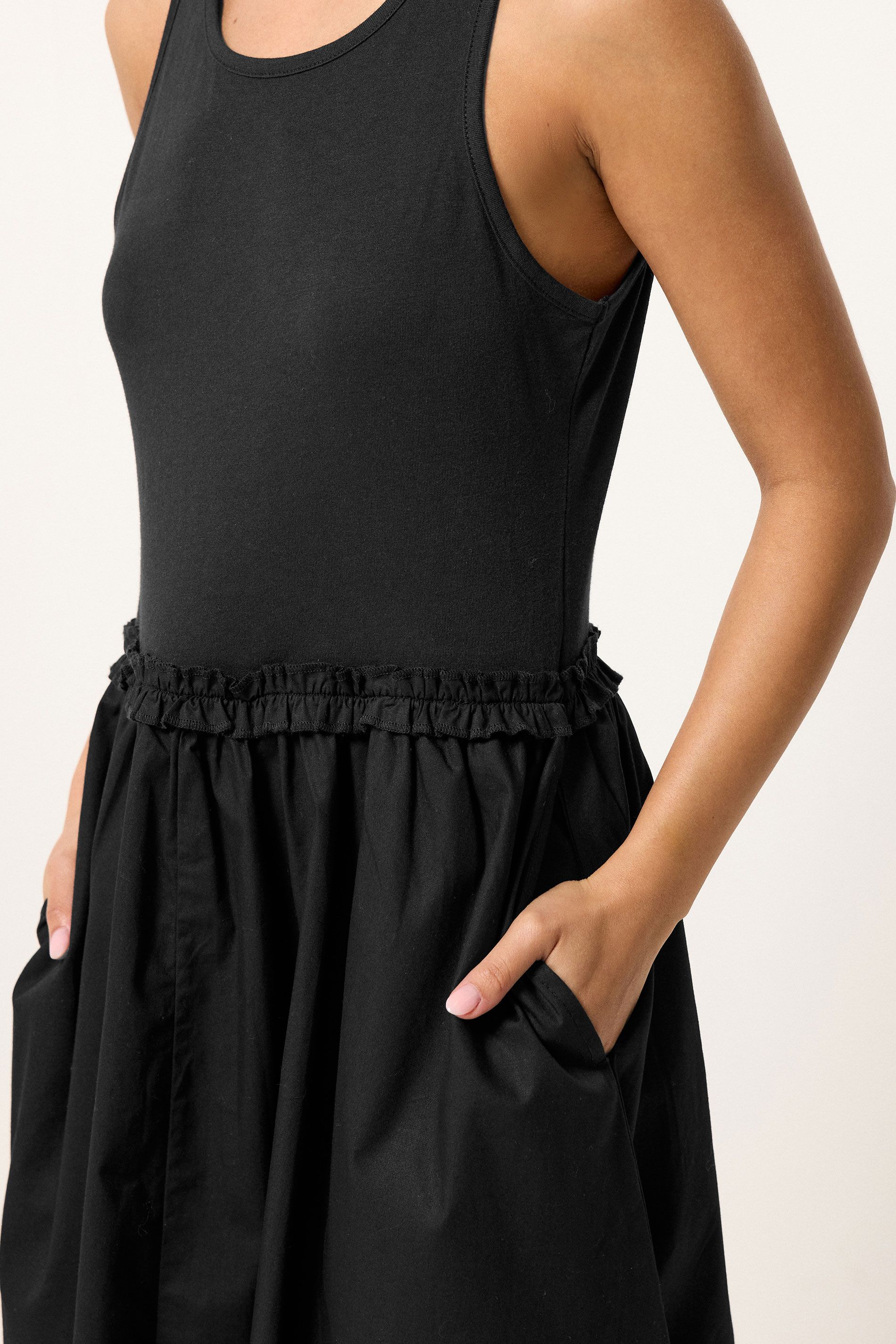 PixieGirl Petite Women's Black Ruffle Detail Midi Dress | PixieGirl 4
