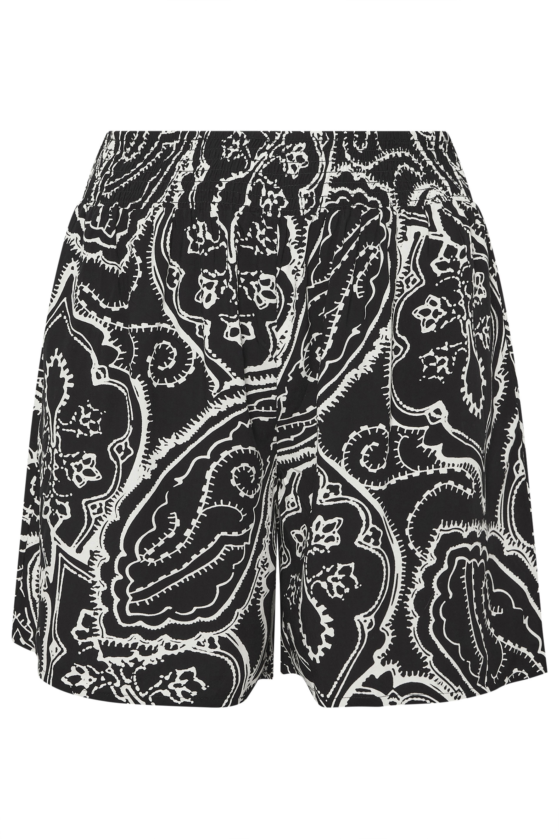 EVANS Plus Size Black Paisley Shirred Waist Modal Shorts | Evans 6