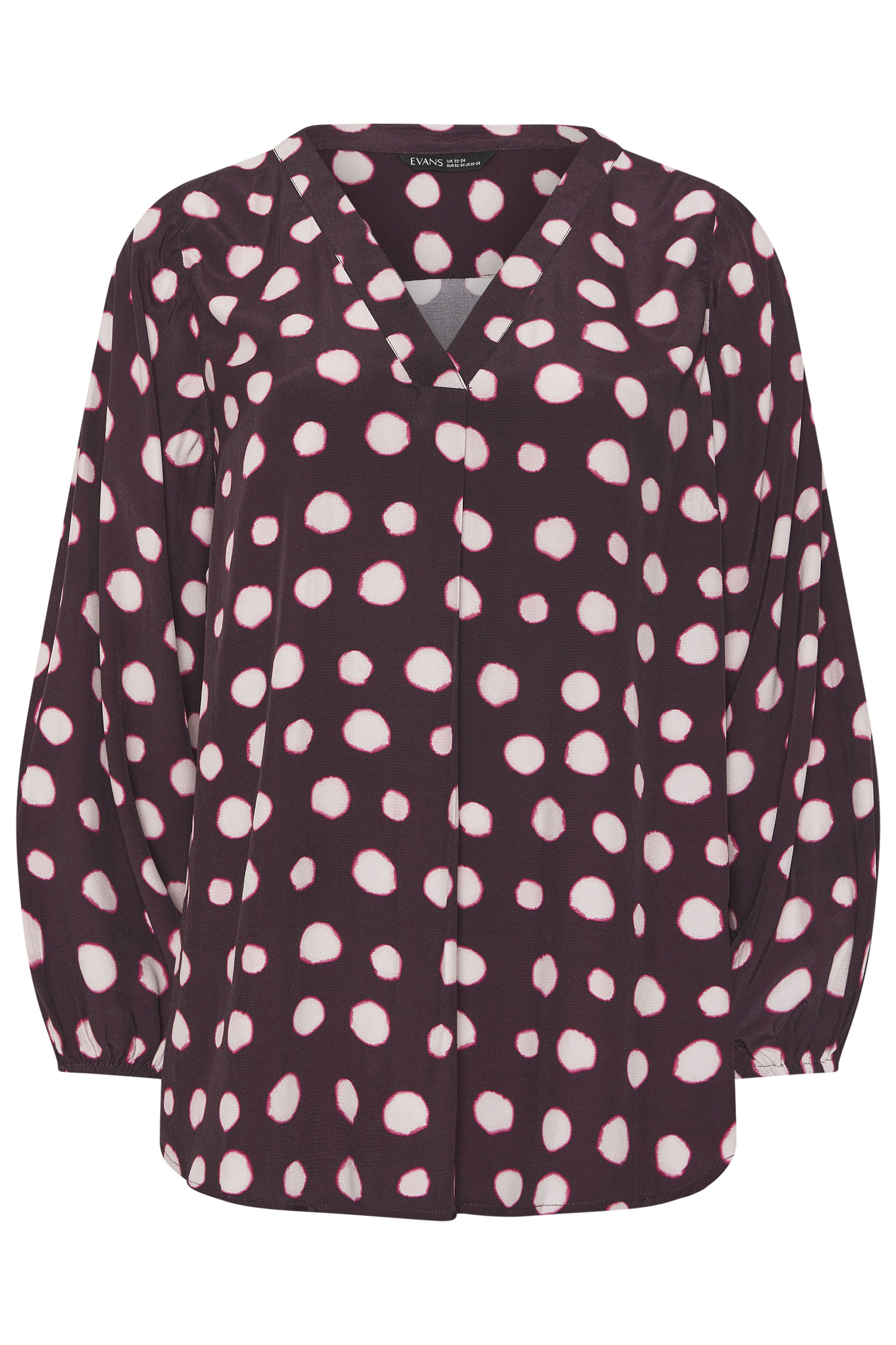 EVANS Plus Size Purple Spot Print Pleated Swing Top | Evans 5