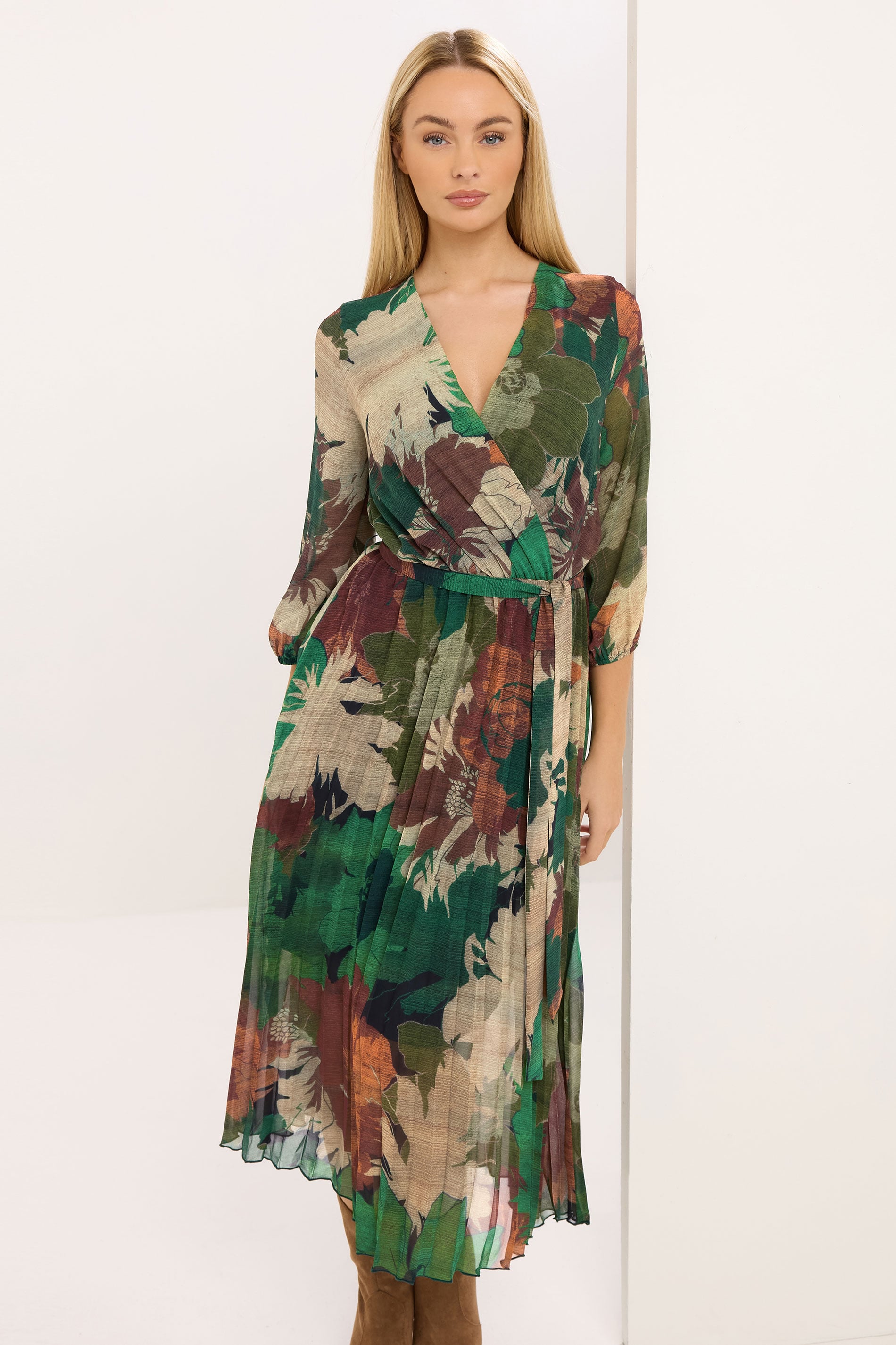 STAR Green Abstract Pleated Dress | StarByJM 1