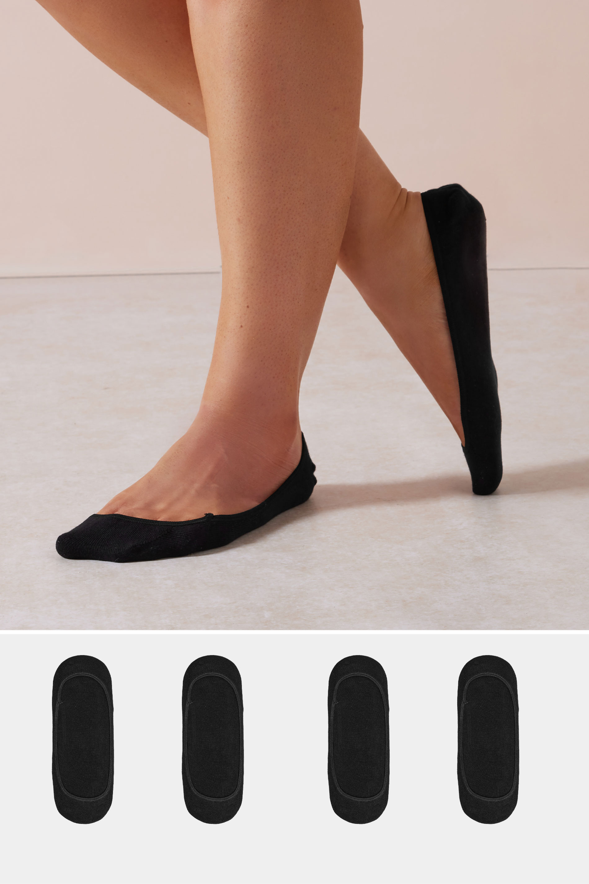 YOURSET 4 PACK Plus Size Black Footsie Socks | Yours Clothing 1