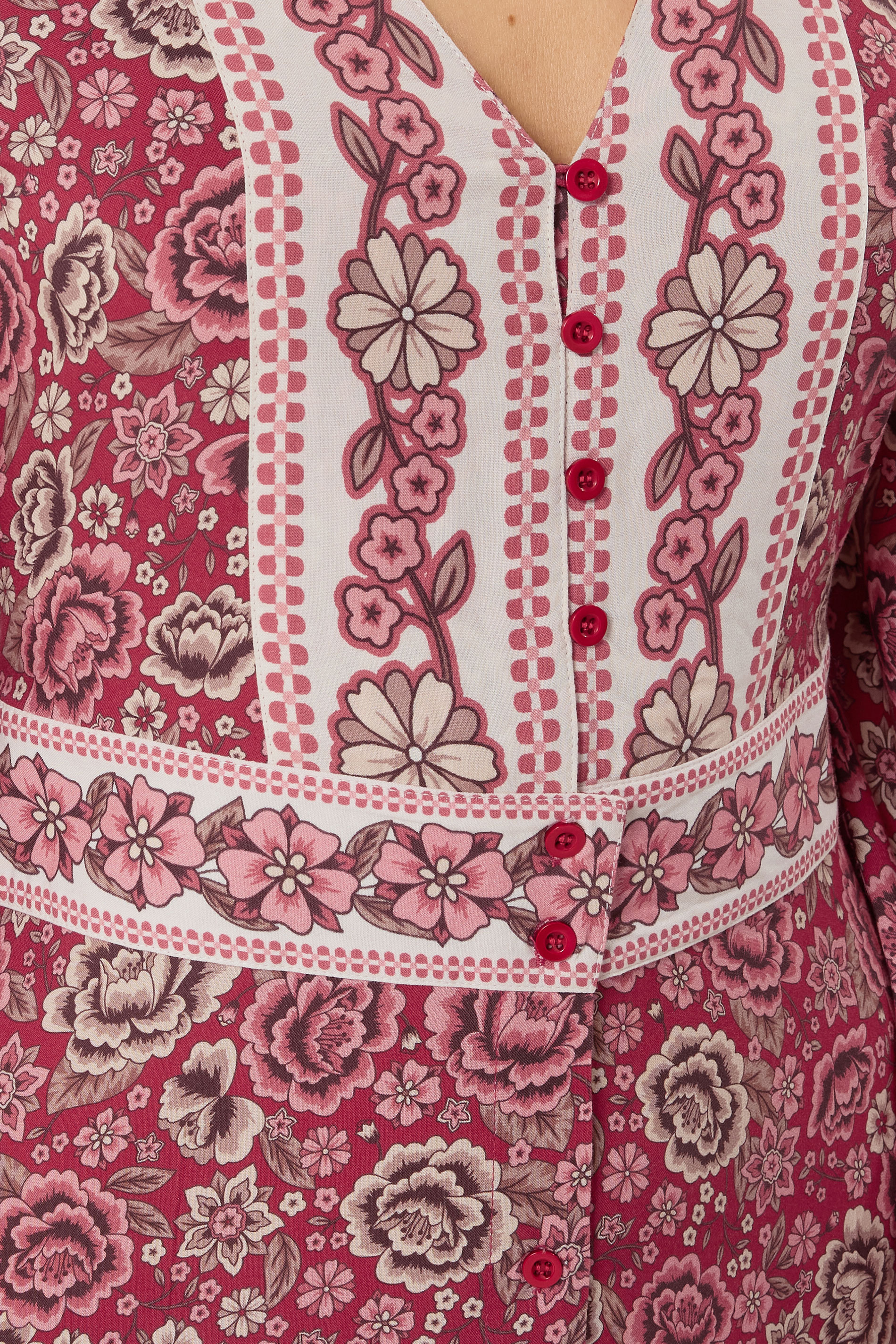 LTS Tall Women's Berry Red Floral Button Maxi Dress | Long Tall Sally 5
