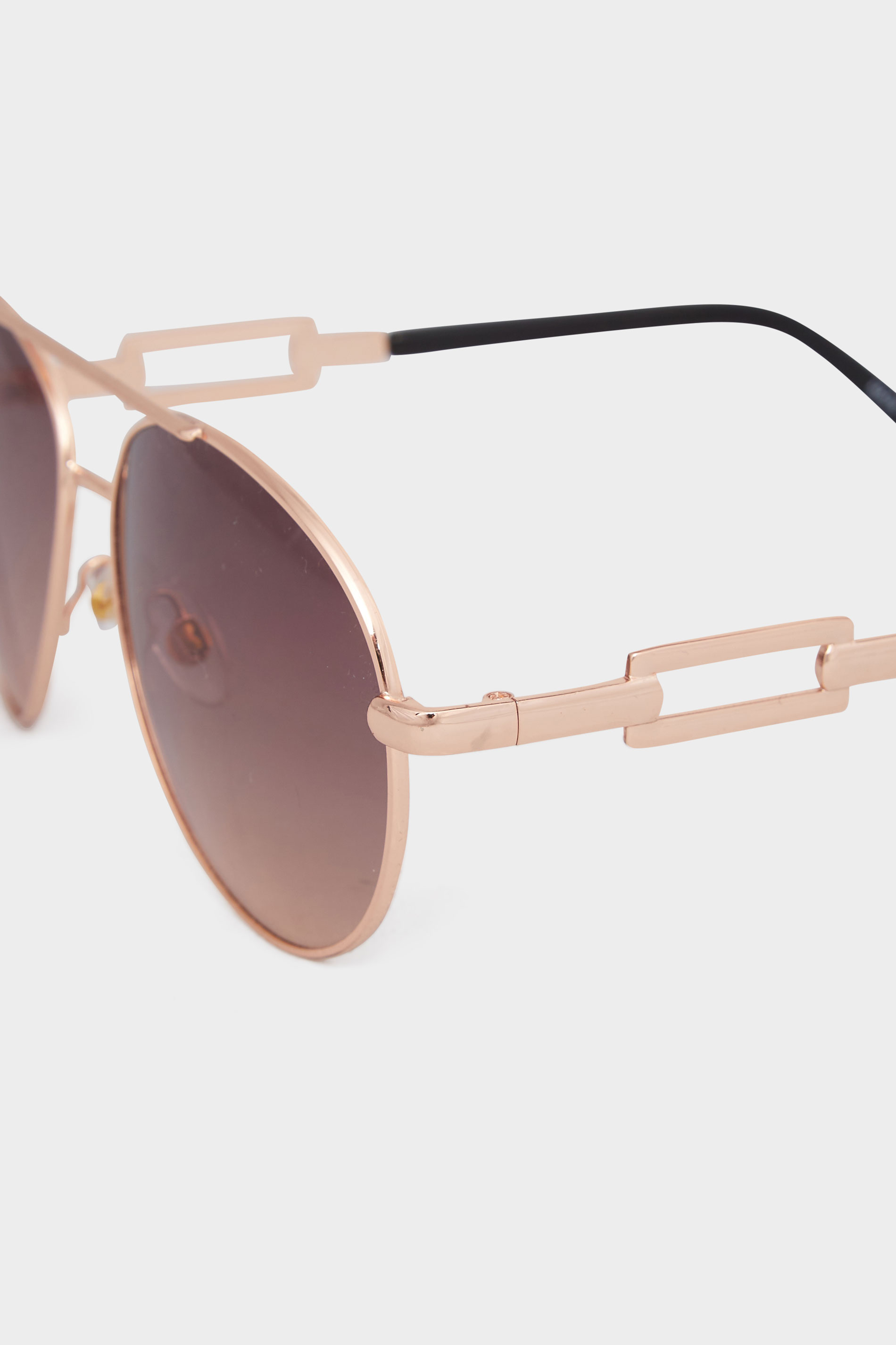 Plus Size Gold Tone Rectangle Arm Aviator Sunglasses | Yours Clothing 3