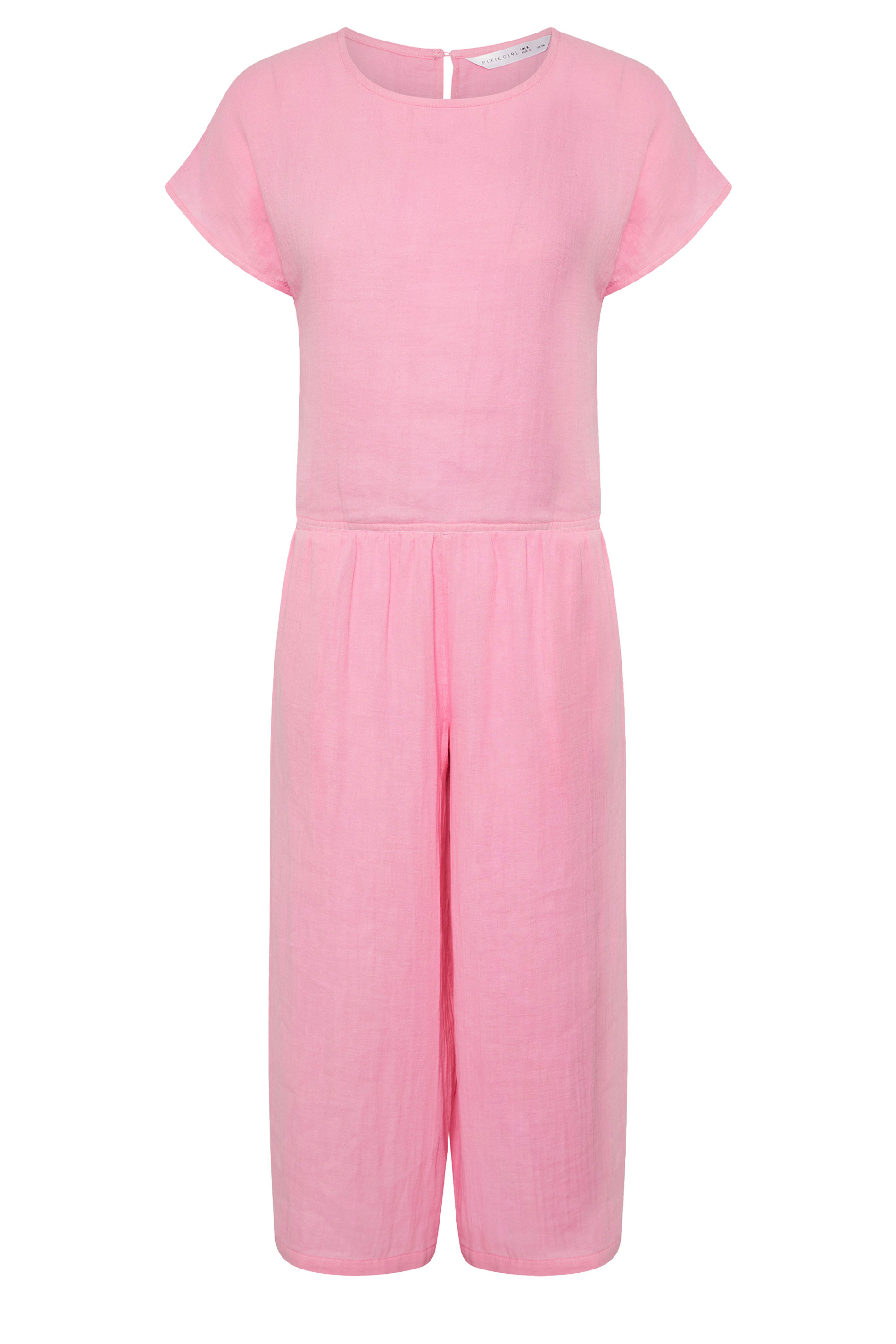 PixieGirl Petite Women's Set Pink Cotton Cheesecloth Top & Cropped Trousers | PixieGirl 9