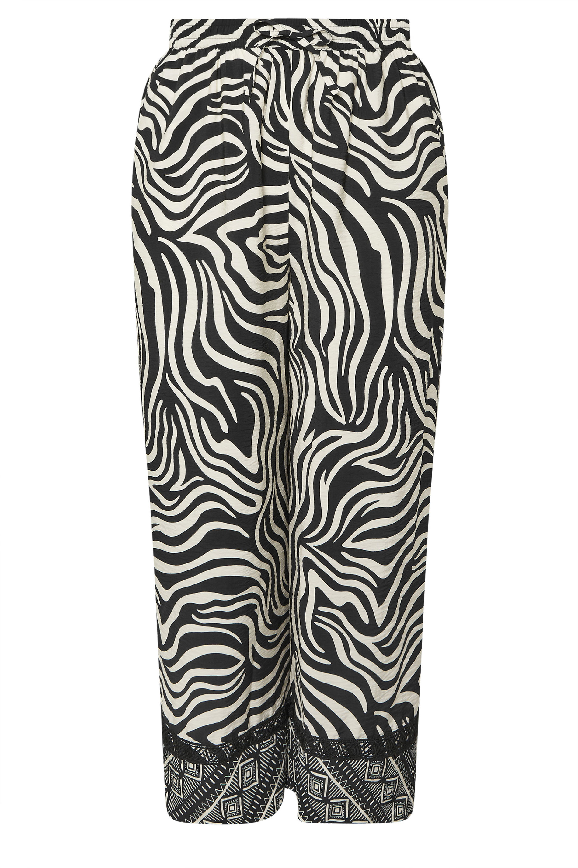 YOURS Plus Size Black & White Zebra Wide Leg Trousers | Yours Clothing 6
