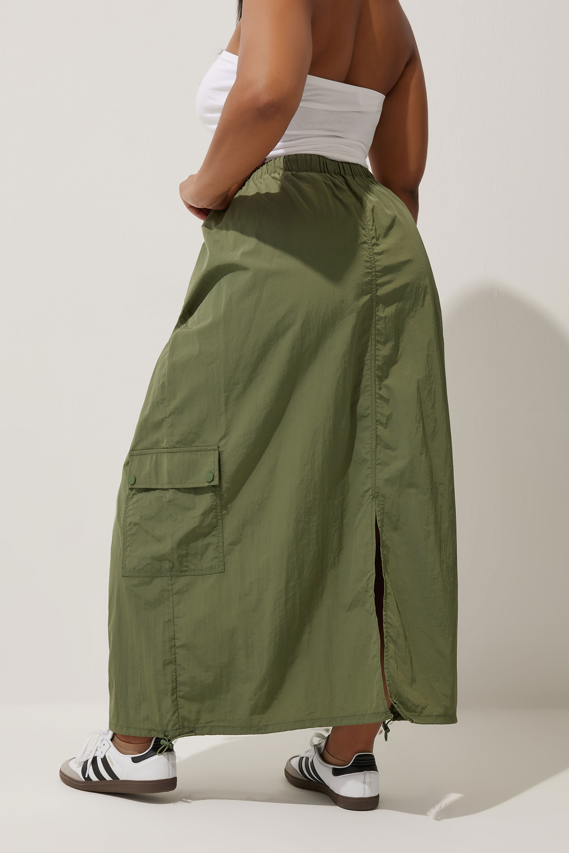 LIMITED COLLECTION Plus Size Khaki Green Cargo Maxi Skirt | Yours Clothing 2