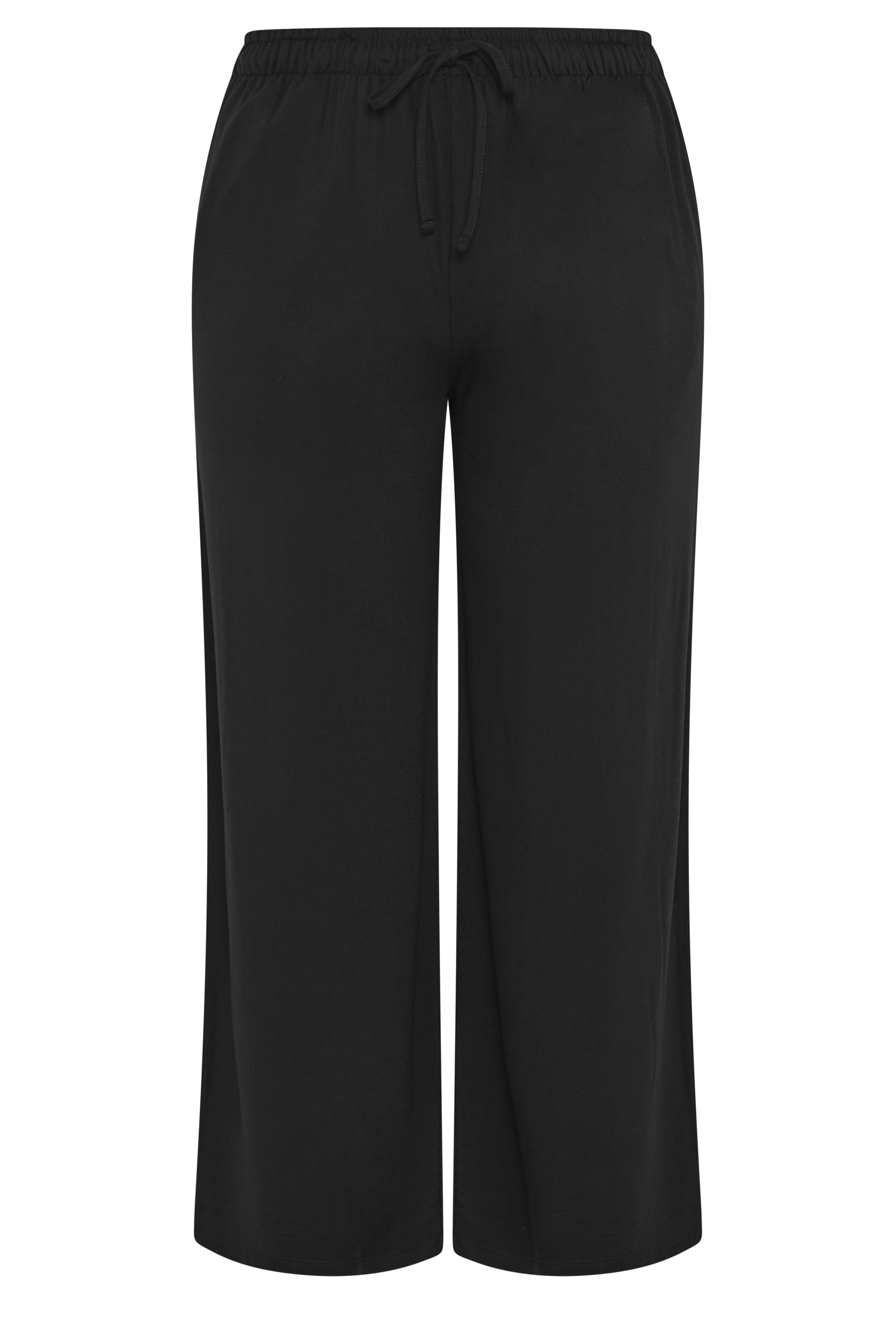 YOURS Plus Size Black Soft Touch Wide Leg Trousers | Yours Clothing 5