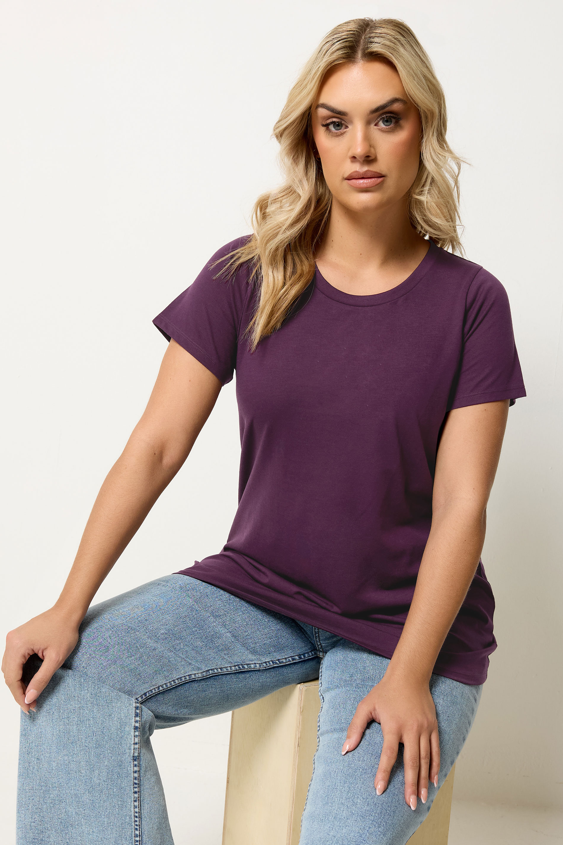 YOURS Plus Size Dark Purple Core T-Shirt | Yours Clothing 3